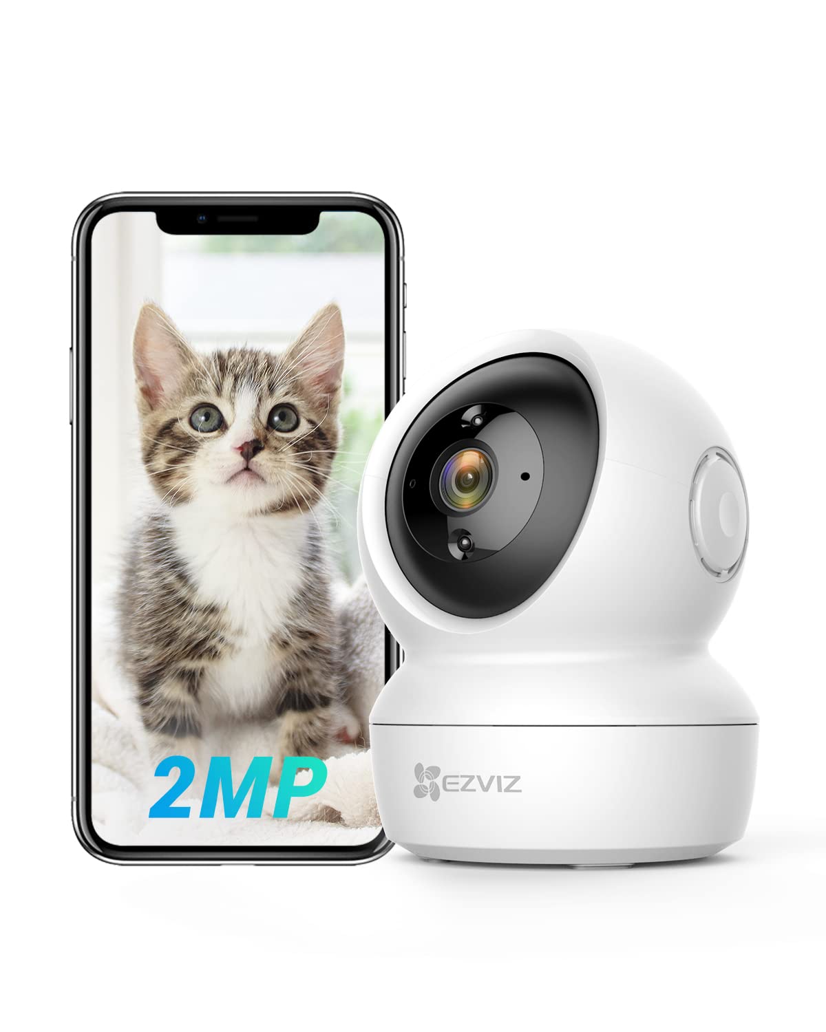 Ezviz Security Camera Pan/Tilt 1080P Indoor Dome, Smart Ir Night Vision, Motion Detection, Auto Tracking, Baby/Pet Monitor, 2 Way Audio, Works With Alexa And Google(C6N)