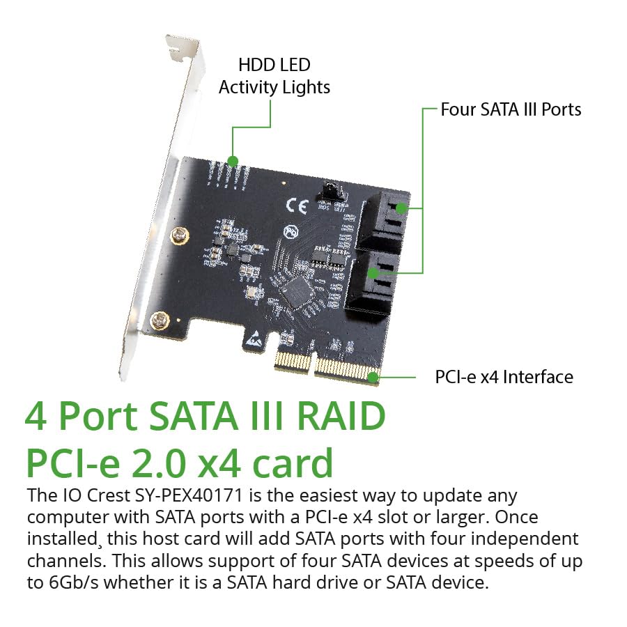 4 Port Sata Iii To Pci E X2 Raid Expansion Card