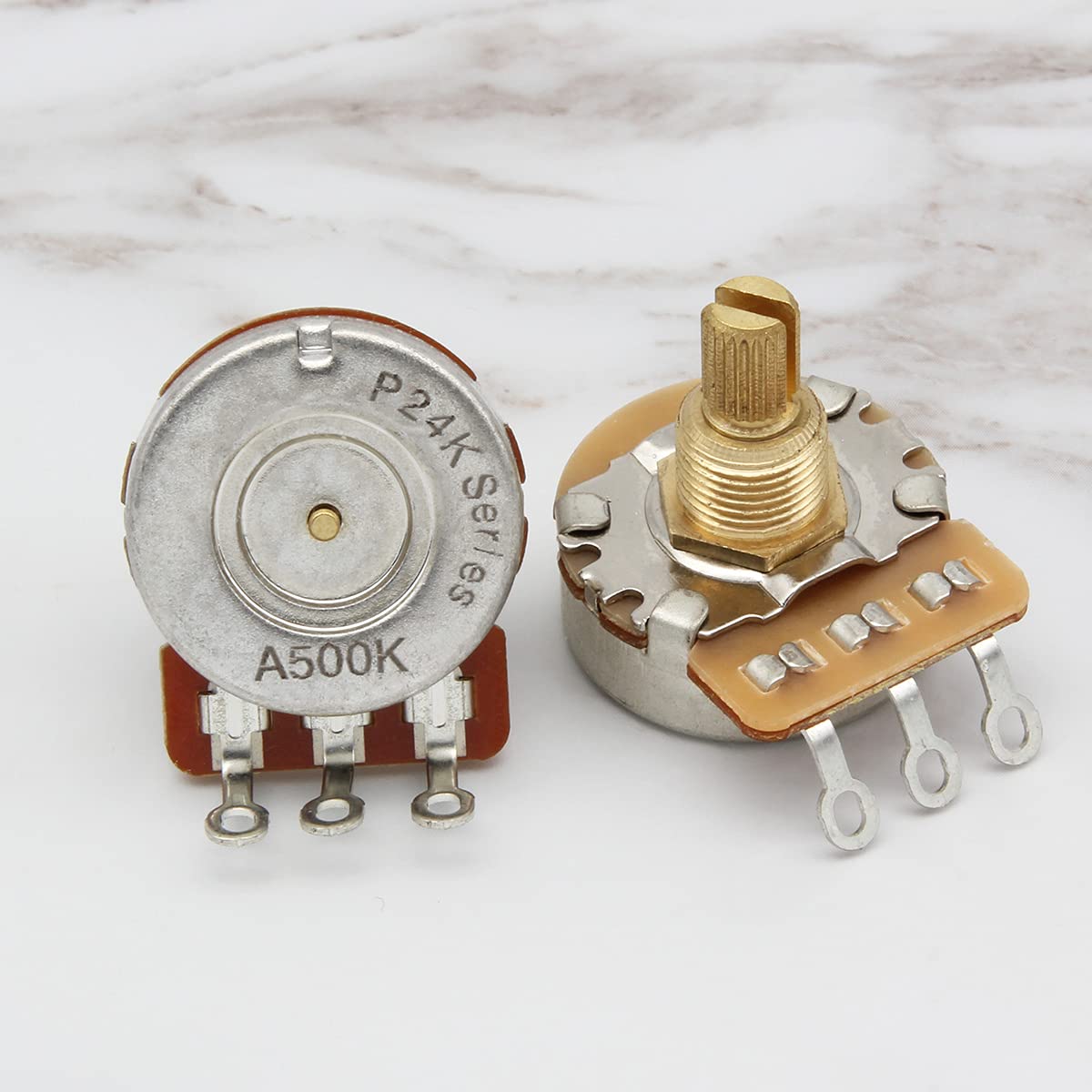 Fleor 500K Audio Pots 15.5Mm Short Split Shaft Guitar Potentiometer, Pack Of 2