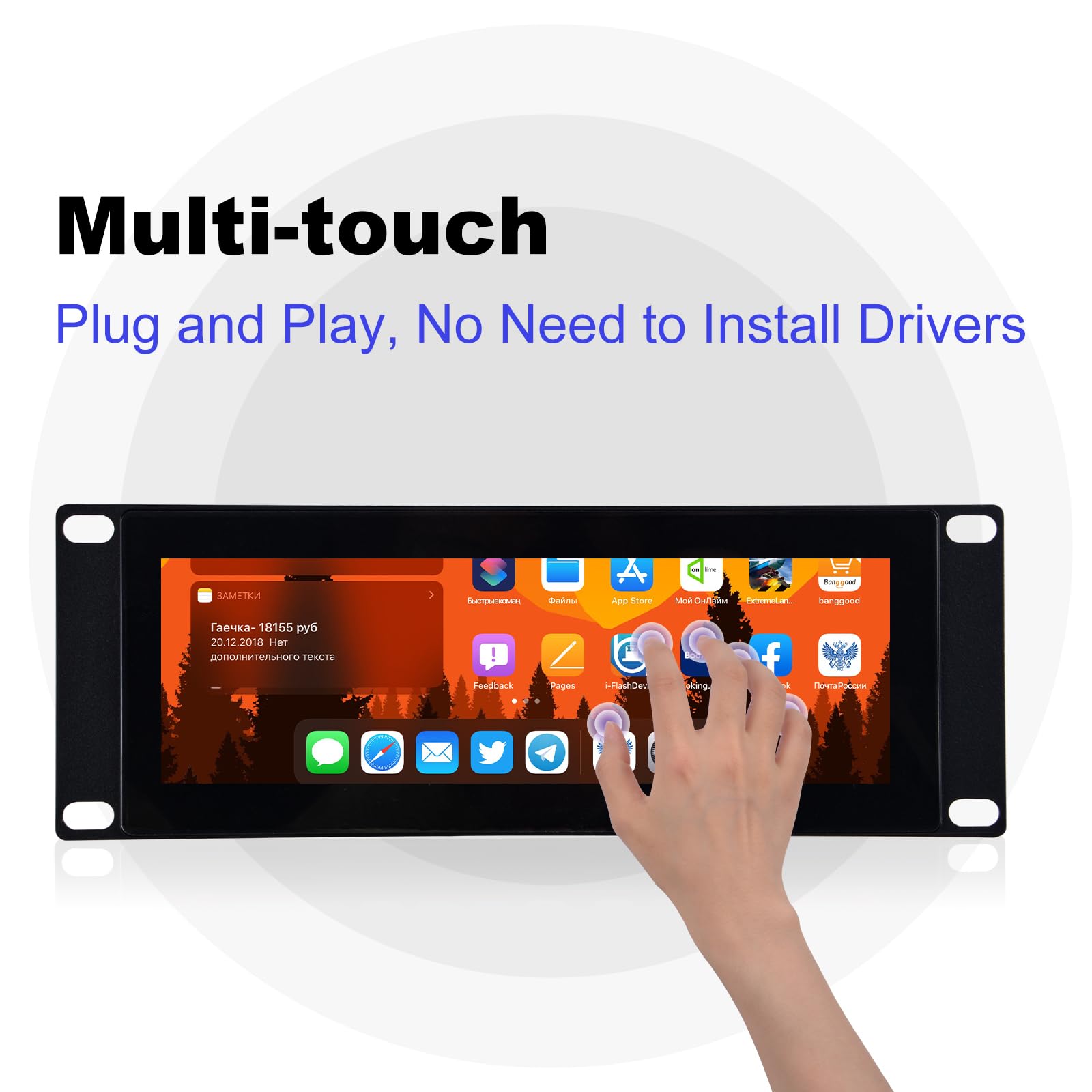 Geeekpi 7.84 Inch 1280X400 Lcd Touch Screen 2U Rack Mount Monitor For Deskpi Rackmate T0/T1/T2 Server Cabinet