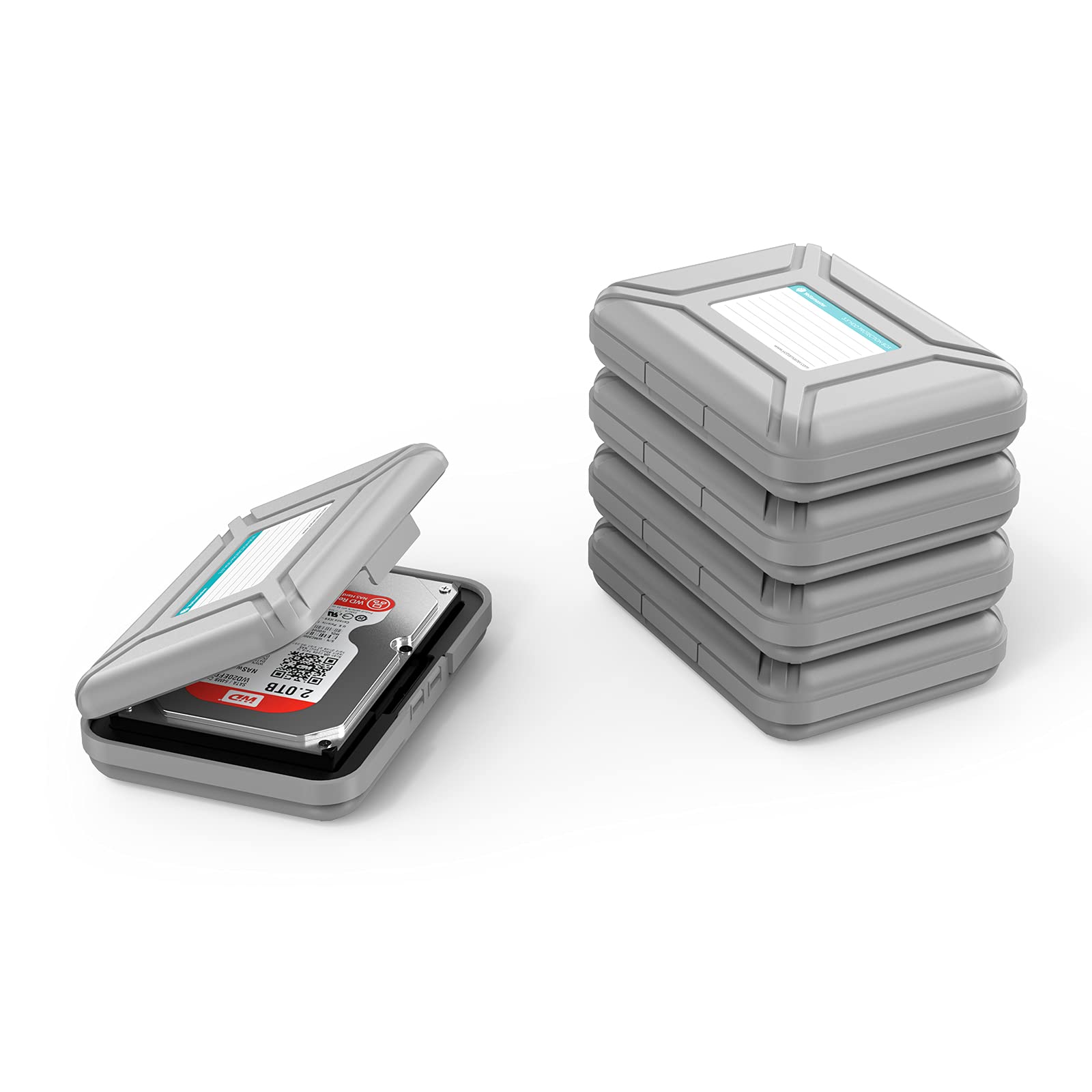 5 Pack Yottamaster 3.5 Inch Portable Hdd Case / External Hard Drive Case  Gray