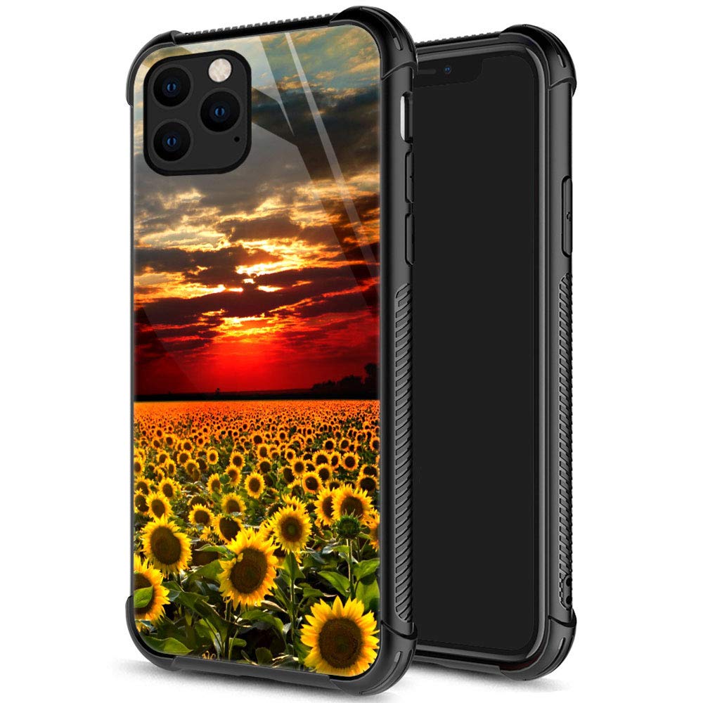 Zhegailian Case Compatible With Iphone 12 Mini,Sunflowers Field Case For Iphone 12 Mini For Girls Women,Pattern Design Anti Scra