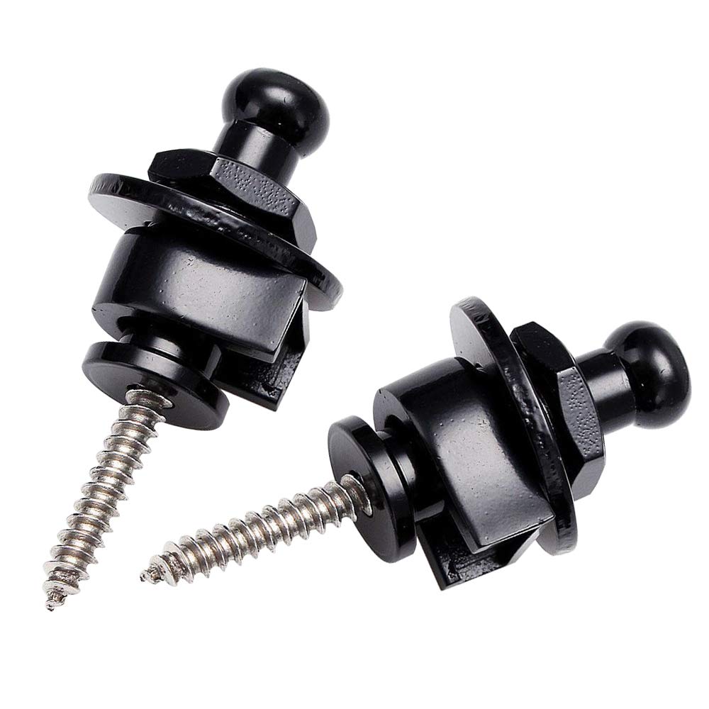 Yakamoz 4Pcs Black Premium Guitar Strap Locks Metal Security Strap Buttons Metal End Pins Locking Straplocks Adapter For Acousti