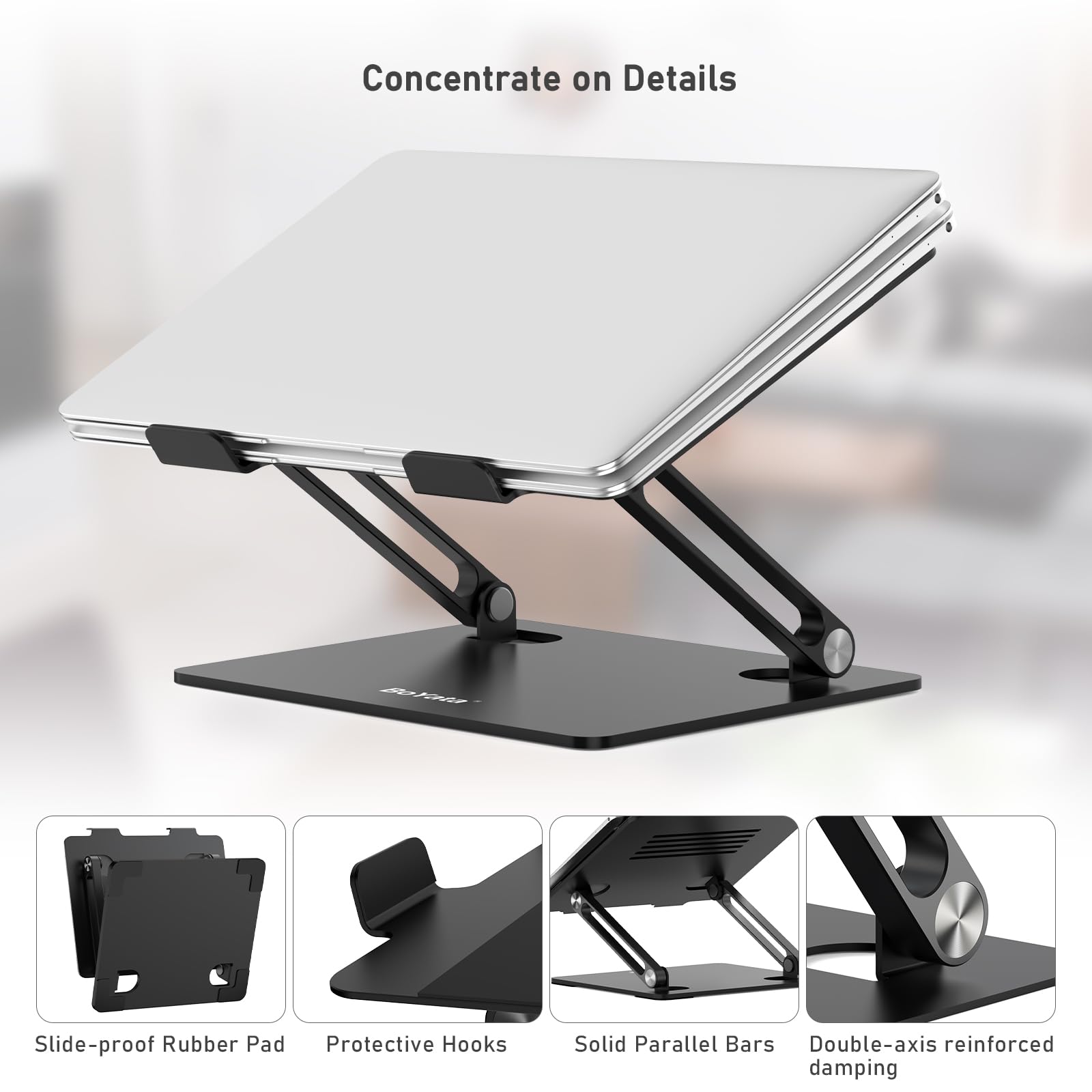 Boyata Laptop Stand, Adjustable Laptop Riser Ergonomic Computer Stand For Desk, Laptop Holder Compatible For Macbook Pro/Air, Su