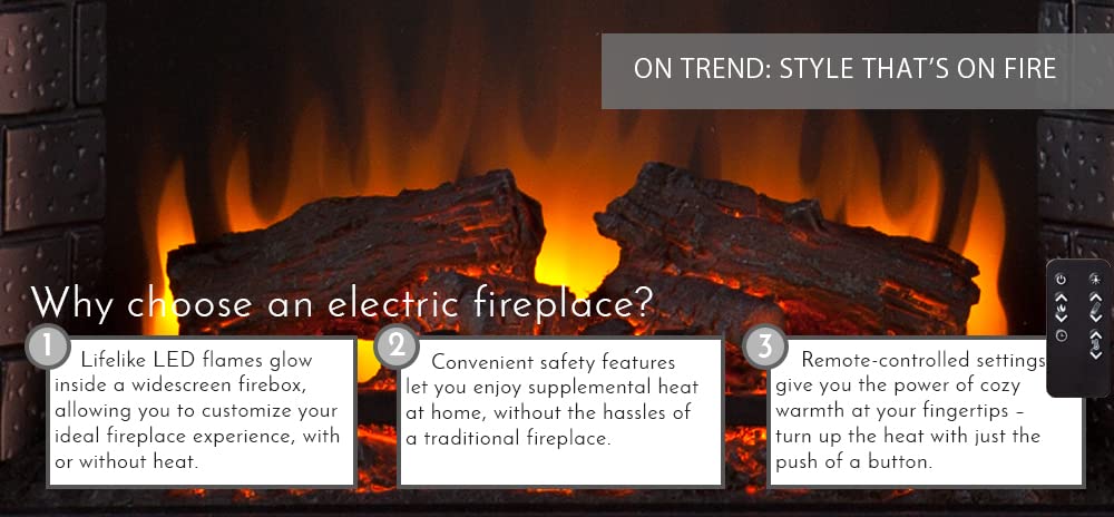 Sei Furniture Canyon Heights Faux Stacked Stone Electric Fireplace, White