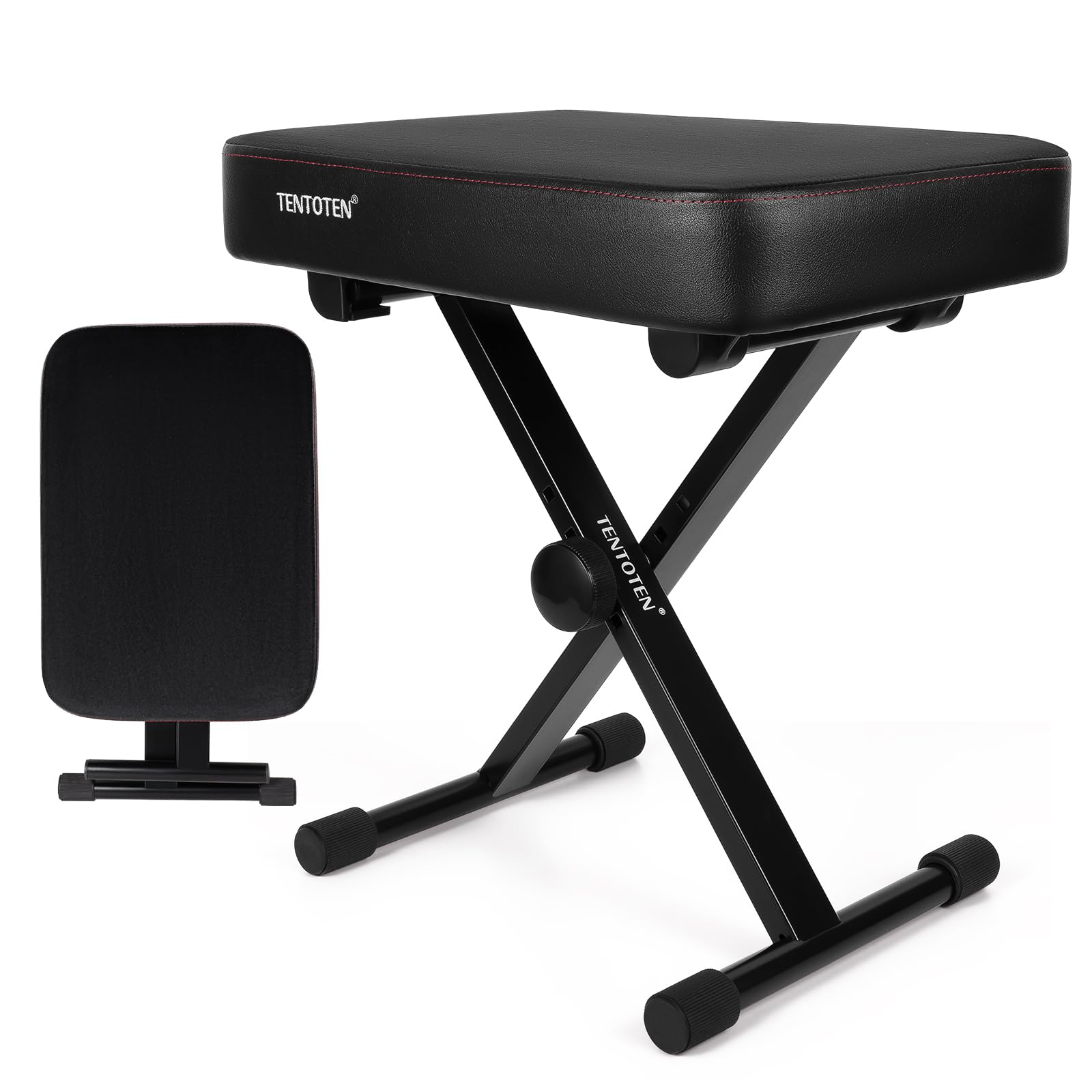Tentoten Piano Bench Folding Piano Stool, Comfortable Memory Foam Piano Seat Adjustable Piano Chair With Flannel Top Padded Keyb