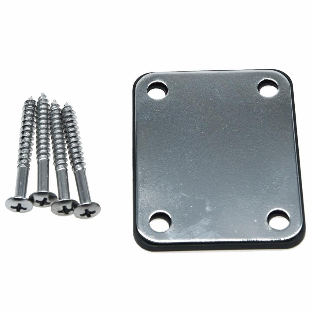4-Bolt Electric Guitar Replacement Neckplate Bass Metal Neck Plate With Screws For Fd Strat Tele Or Basses Chrome