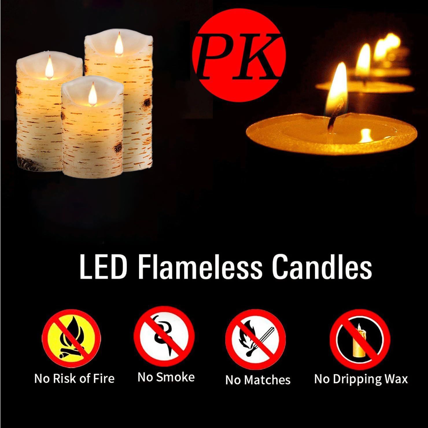 Biyanuo Flameless Battery Operated Led Candles 3D Wick With10Key Button Remote Control 24 Hour Timer Set Of 3 Electric Flickerin