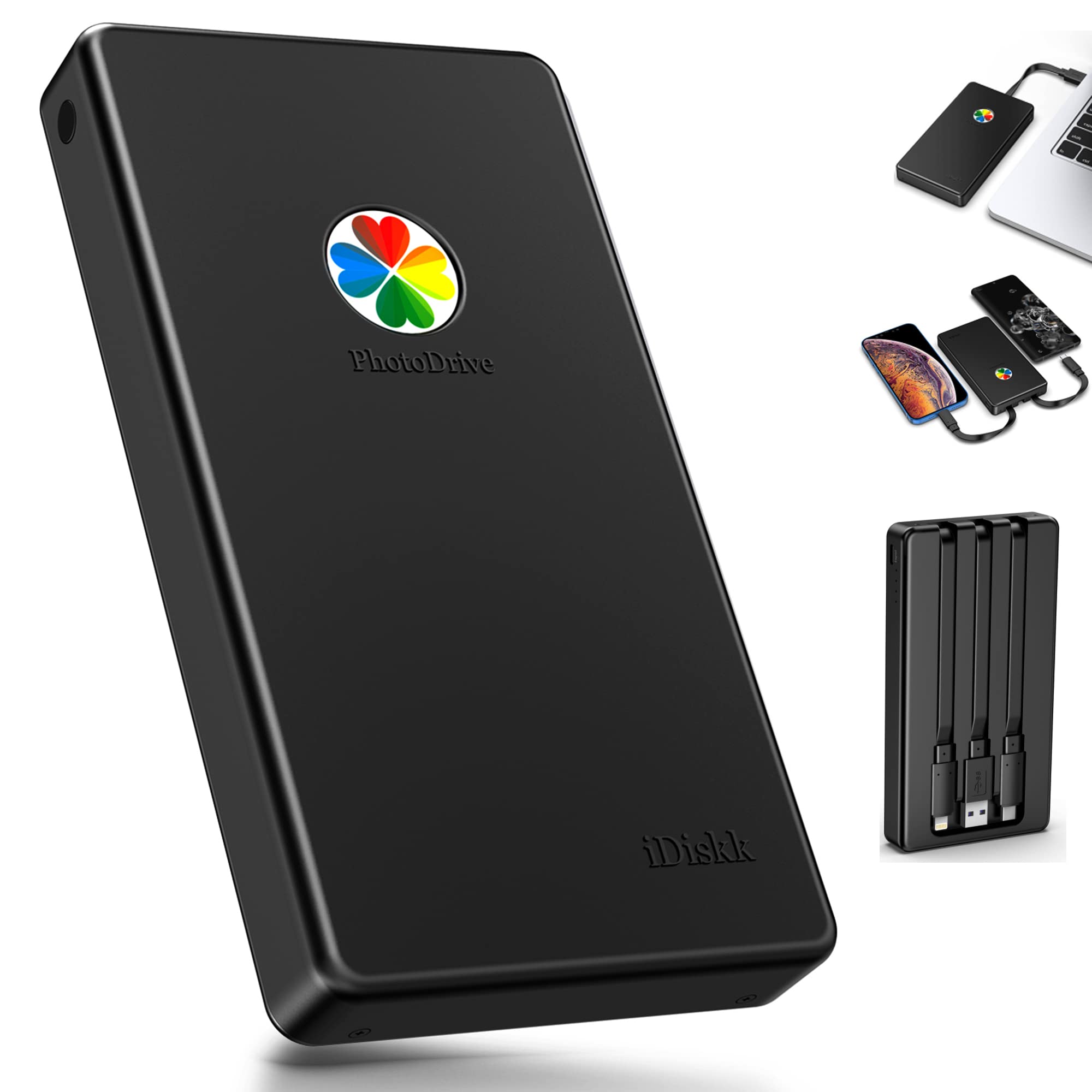 Idiskk App Le Certified 2Tb External Hard Drive For Iphone Ipad Android Phones,Macbook,Computer To Backup Docs| Photos | Videos,Iphone 15 & 16 Photo Stick Photo Storage Phone Drive