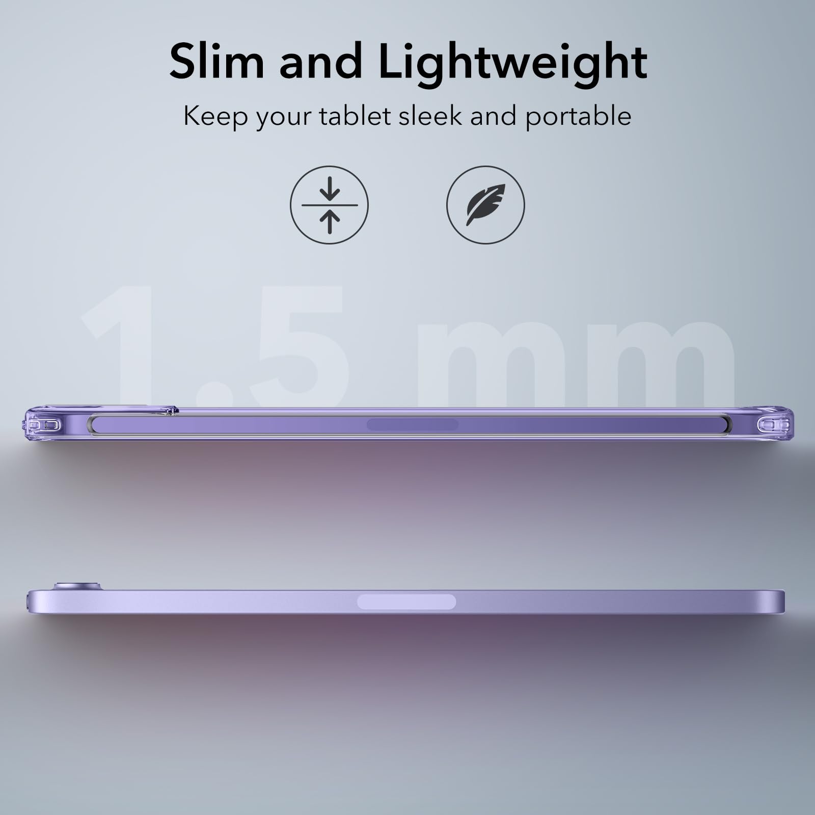 Esr For Ipad Mini 7 A17 Pro Case, Ipad Mini 7Th/6Th Generation Case (2024/2021), Slim And Light, Shock And Drop Protection, Yellowing Resistant, Supports Pencil Pro & Pencil (Usb C), Purple Clear