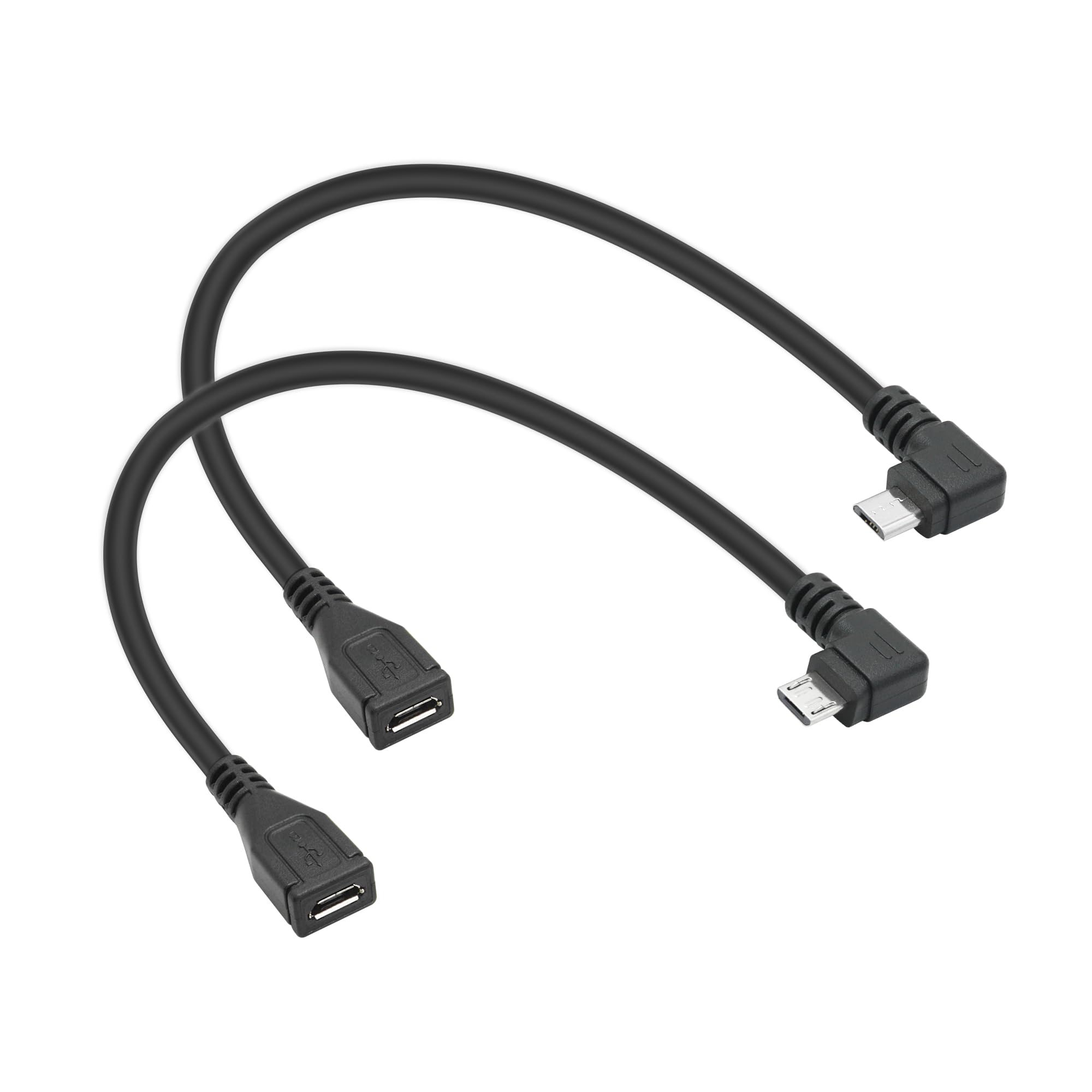 Short Micro Usb Extension Cable 9Inch, 90 Degree Left & Right Angle Micro Usb Male To Female 5Pin Charging Data With Otg Feature