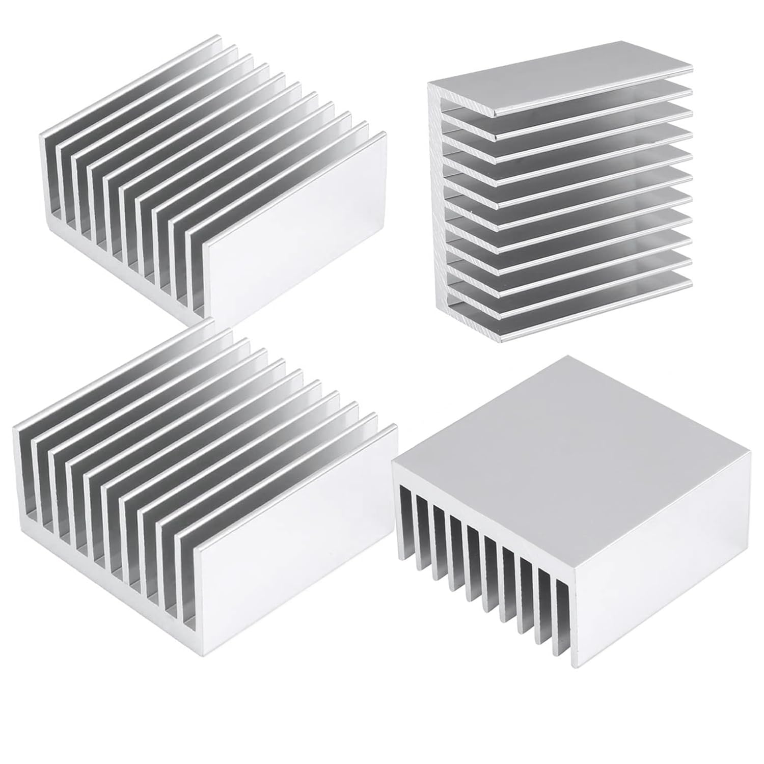 4Pcs Heatsink 40Mm X 40Mm X 20Mm/ 1.57'X1.57'X0.79' Aluminium Heatsink Kit Sync Cooler Cooling Fins For Electronics Computer Vrm Led Memory Chip Peltier Module 3D Printer Stepper Motor (40X40X20Mm)