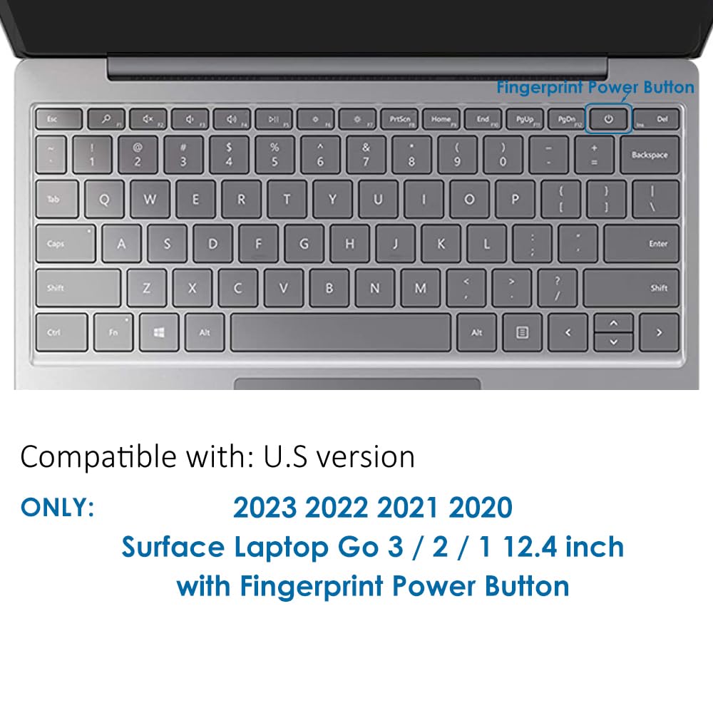 Proelife Keyboard Cover Skin For 2021 2020 Microsoft Surface Laptop Go 12.4 '' & 2022 Surface Laptop Go 2 12.4 Inch With Fingerp