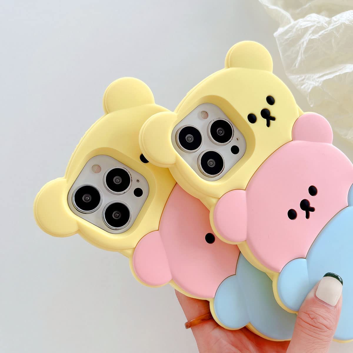 Yakvook For Iphone 14 Pro Bear Case, Kawaii Phone Cases 3D Silicone Cartoon Case With Keychain Fun Apply To Iphone 14 Pro Cute C