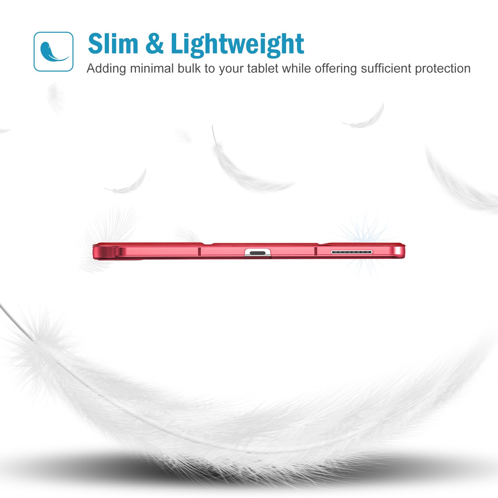 Procase Cover For Galaxy Tab S6 Lite 10.4 Case 2024 2022 2020 With S Pen Holder(Sm P620/P625/P613/P619/P615/P610), Trifold Stand Folio Soft Tpu Translucent Back Cover Support Auto Wake/Sleep  Red