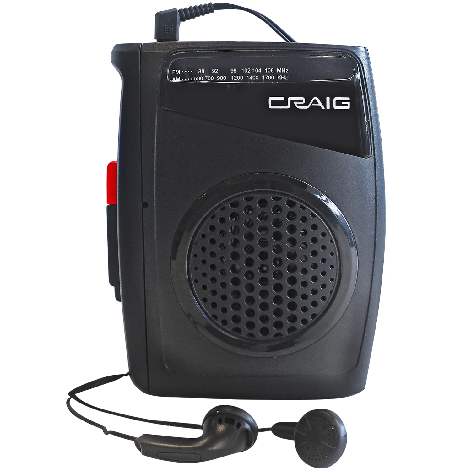 Craig Stereo Cassette Player/Recorder with Earphones: Portable AM/FM Radio & OneTouch Recording System