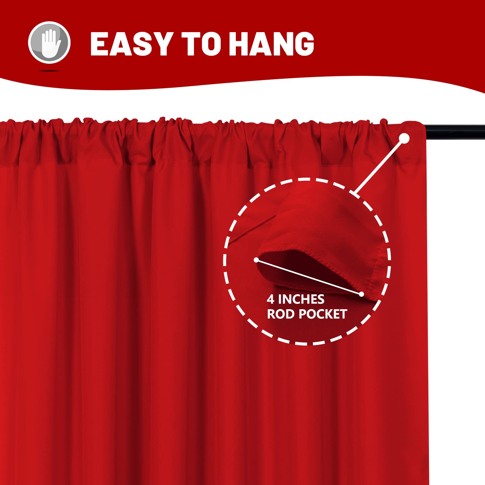 10Ft X 10Ft Red Backdrop Curtains For Party Valentine'S Day Arch Stage Wedding Ceremony Curtains Fabric Photography Backdrop For