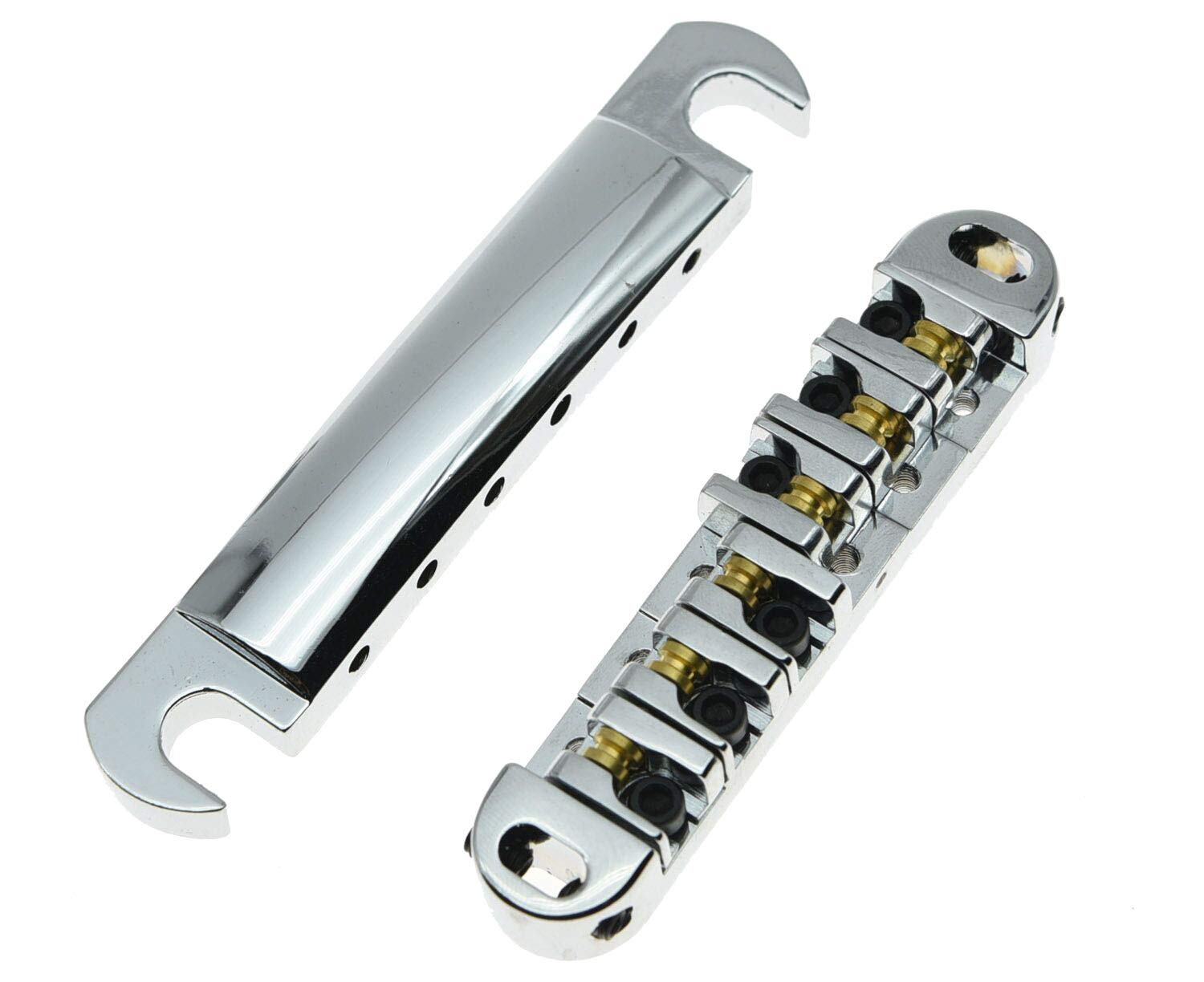 Kaish Lp Tune O Matic Roller Saddle Bridge Tailpiece Stopbar Set For Les Paul Chrome