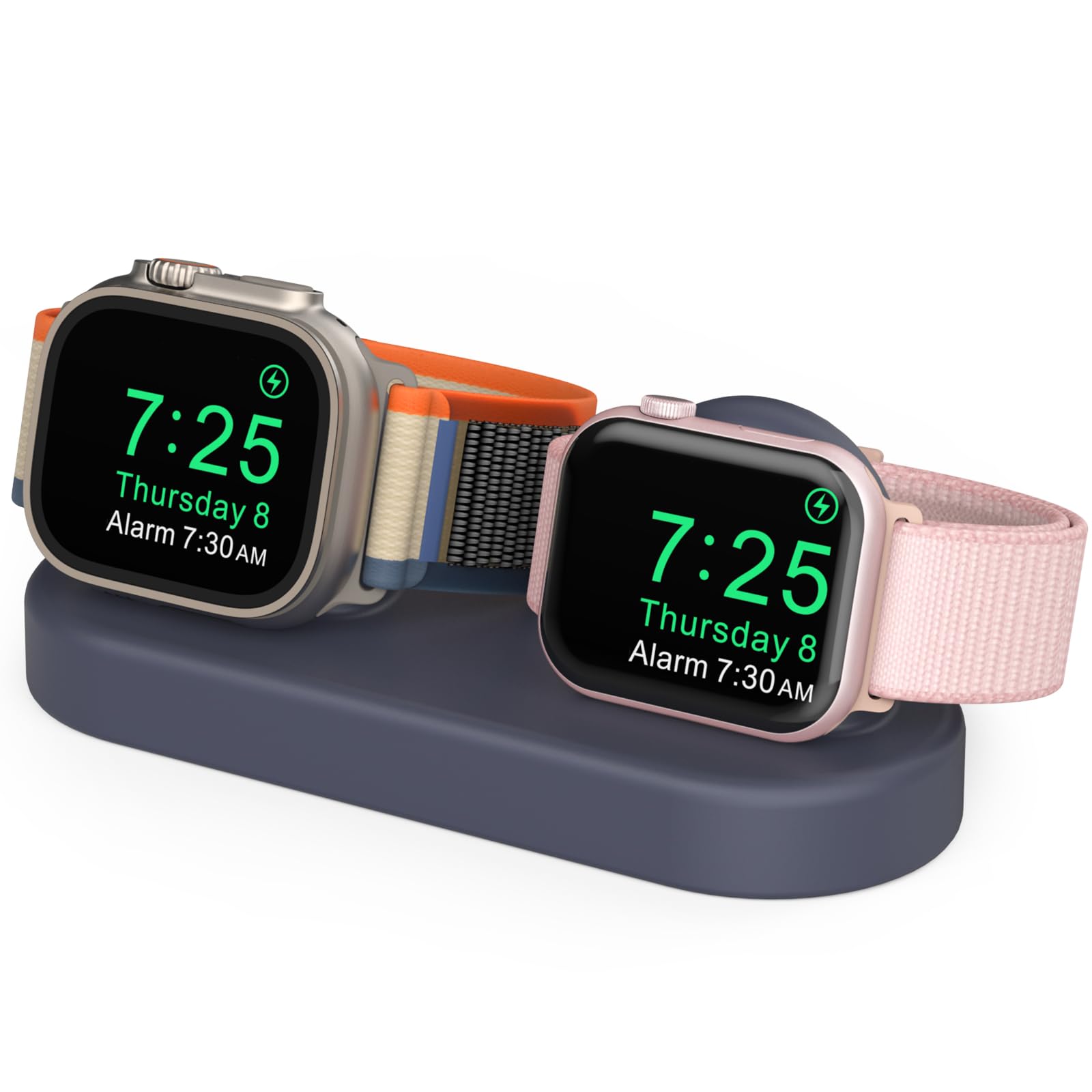 Delidigi Dual Charging Stand Silicone Double Charger Stand Compatible With Apple Watch Ultra 2, Ultra, Se, Series 9 8 7 6 5 4 3