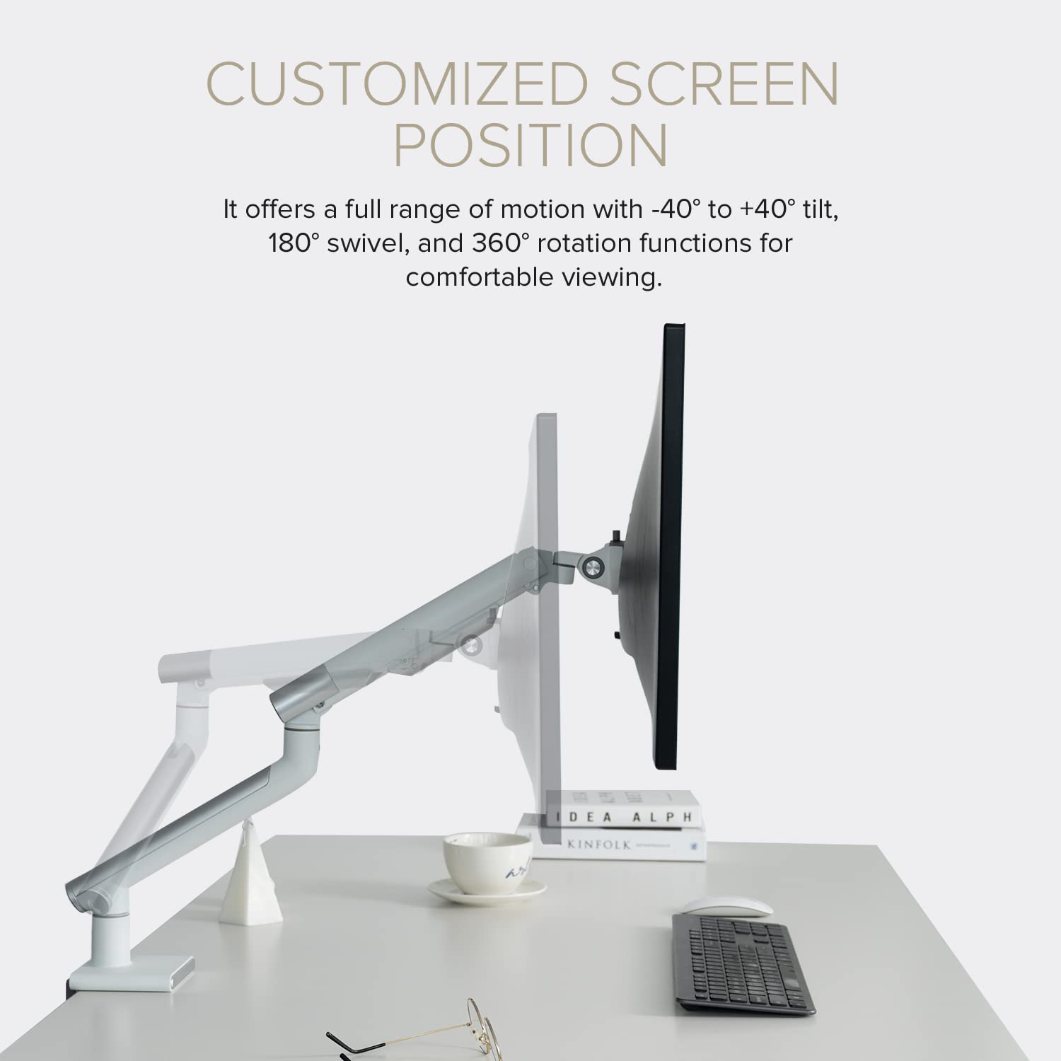 Pout E12 Dual Monitor Arm Mount Stand For Desk- Adjustable Full Motion Tilt/Swivel/Rotate 4-20Lbs Capacity 75X75Mm 100X100Mm Ves