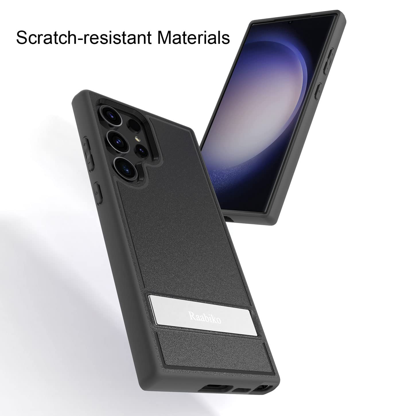 Raabiko Kickstand Phone Case for Samsung Galaxy S23 Ultra Thermoplastic Polyurethane Black