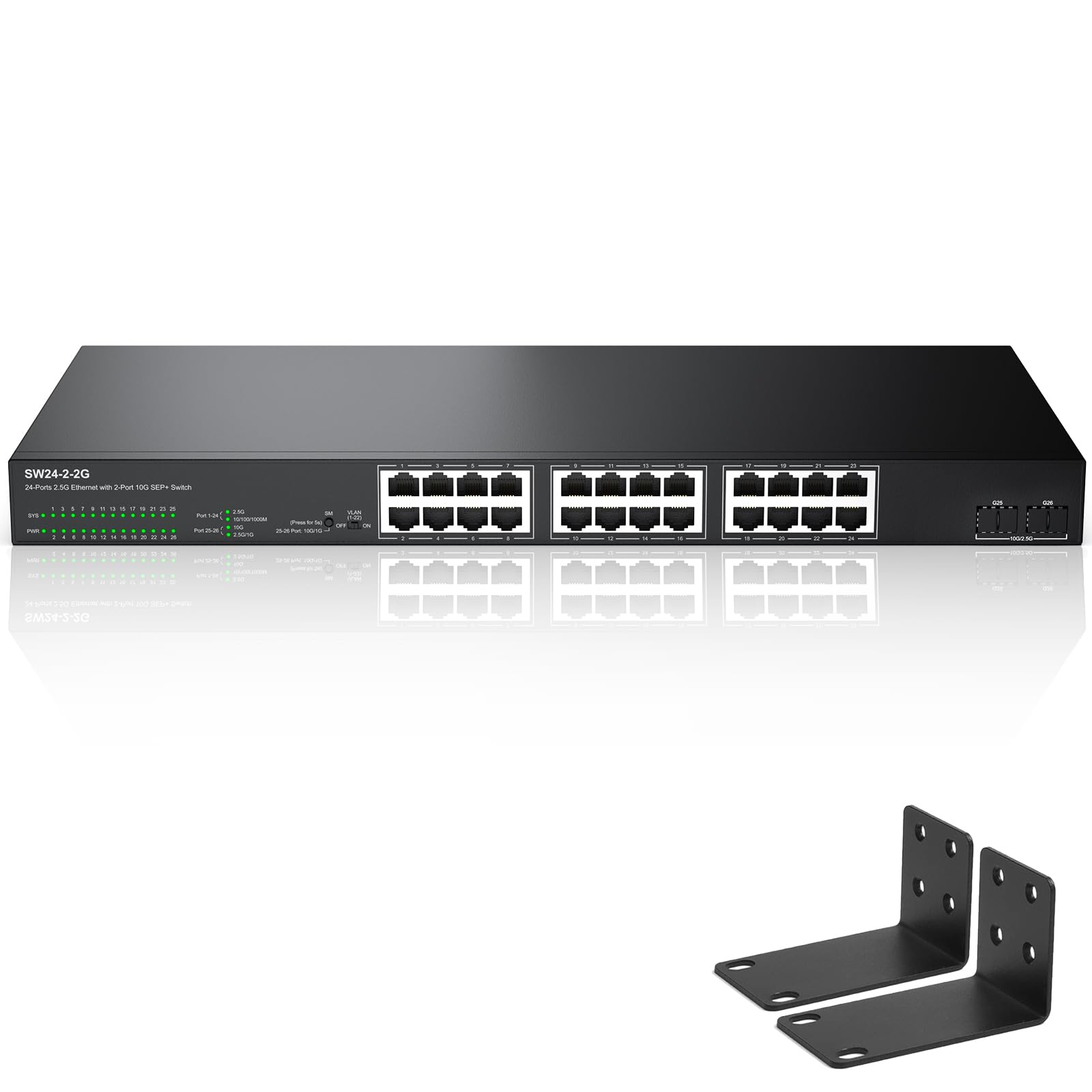 24 Port 2.5G Web Managed Ethernet Network Switch 24 X 2.5 Gigabit | 2 X 10G Sfp+ | Work With 10 100 1000Mbps Devices | 160G Band