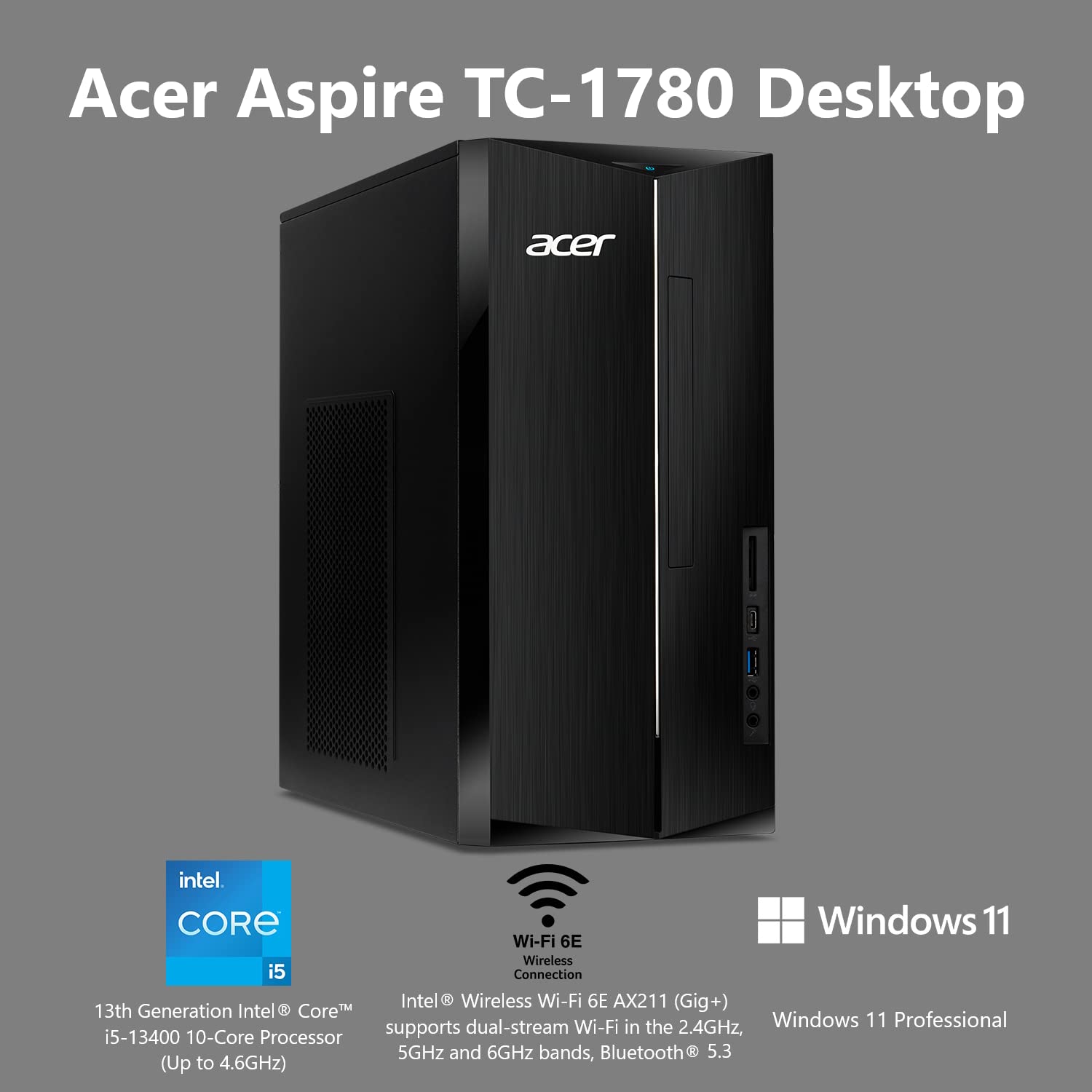 Acer Aspire Tc 1780 Ur11 Desktop | 13Th Gen Intel Core I5 13400 10 Core Processor | 16Gb 3200Mhz Ddr4 | 512Gb M.2 2280 Pcie Gen