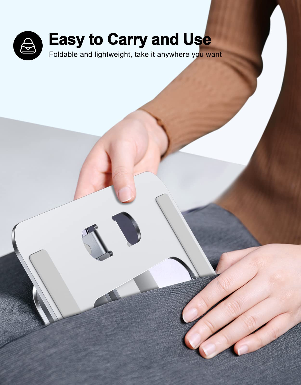 Riwuct Foldable Laptop Stand, Height Adjustable Ergonomic Computer Stand For Desk, Aluminum Portable Laptop Riser Holder Mount C