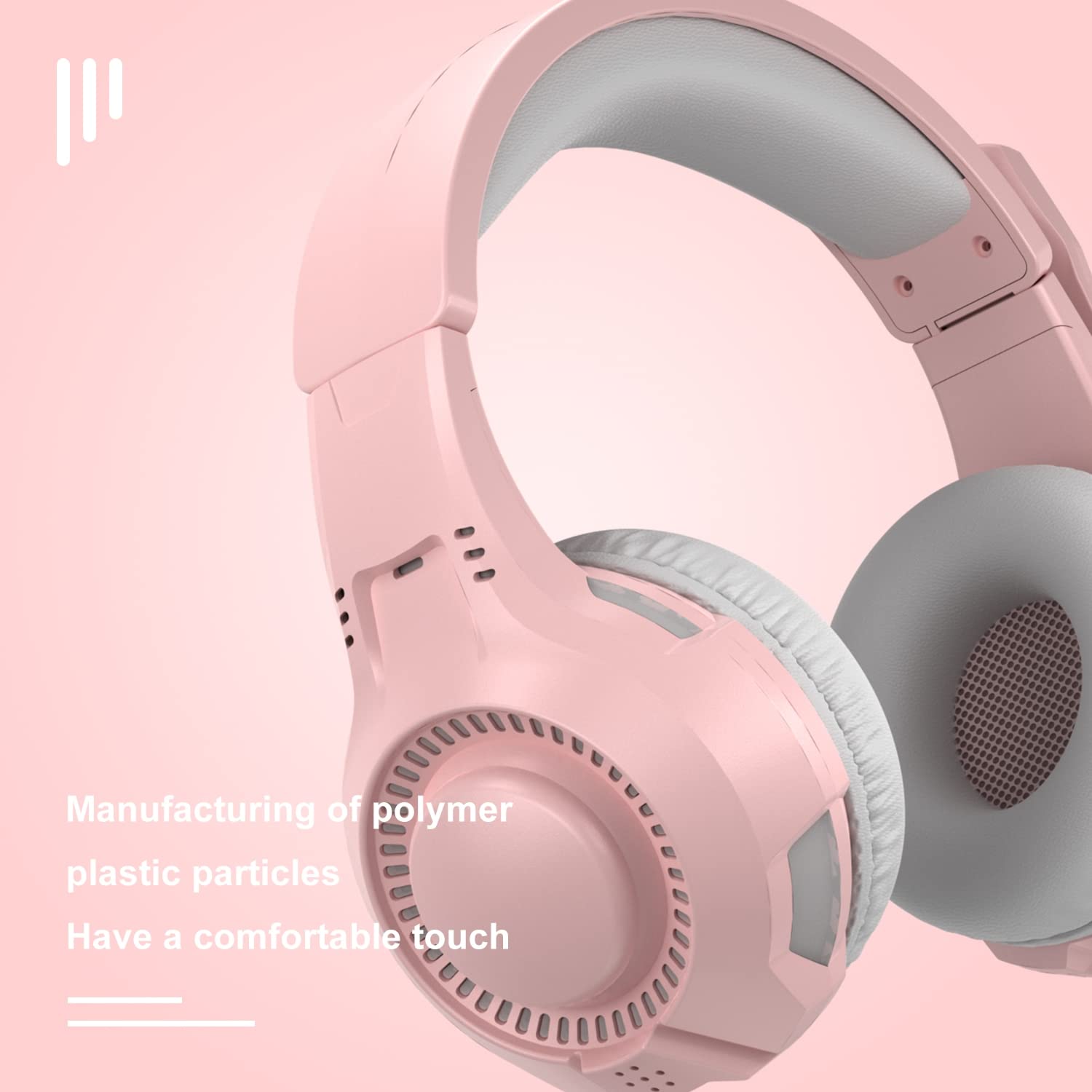 Emonoo Headphones With Microphone Surround Sound Active Noise Canceling Pink Wired Gaming Headphones   3.5Mm Audio Jack Stereo H