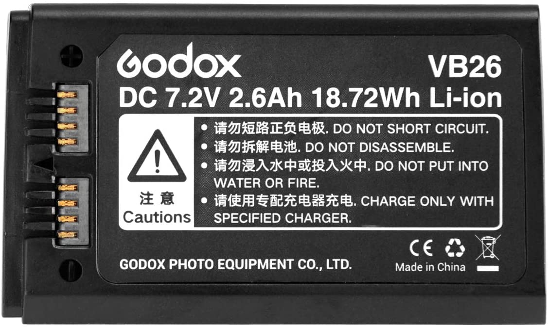 Godox Battery Replacement Vb26 V1C V1N V1S V1F V1O V1P Ad100Pro V860Iii C V860Iii N V860Iii S V860Iii F V860Iii O, Lithium Batte