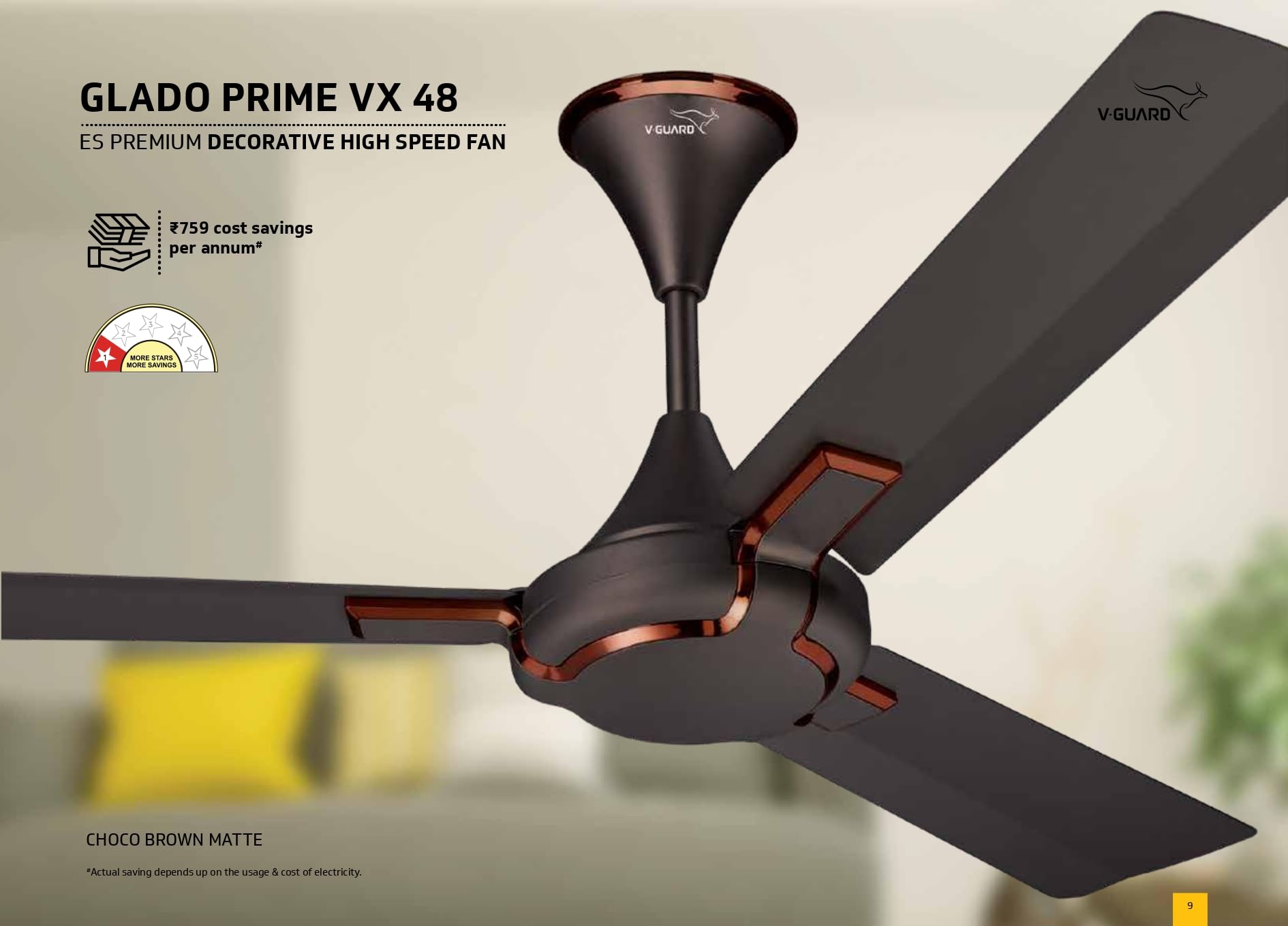 VGuard Glado Prime Vx 1.2 Meter Sweep 400 Rpm Speed (Choco Brown Matte)