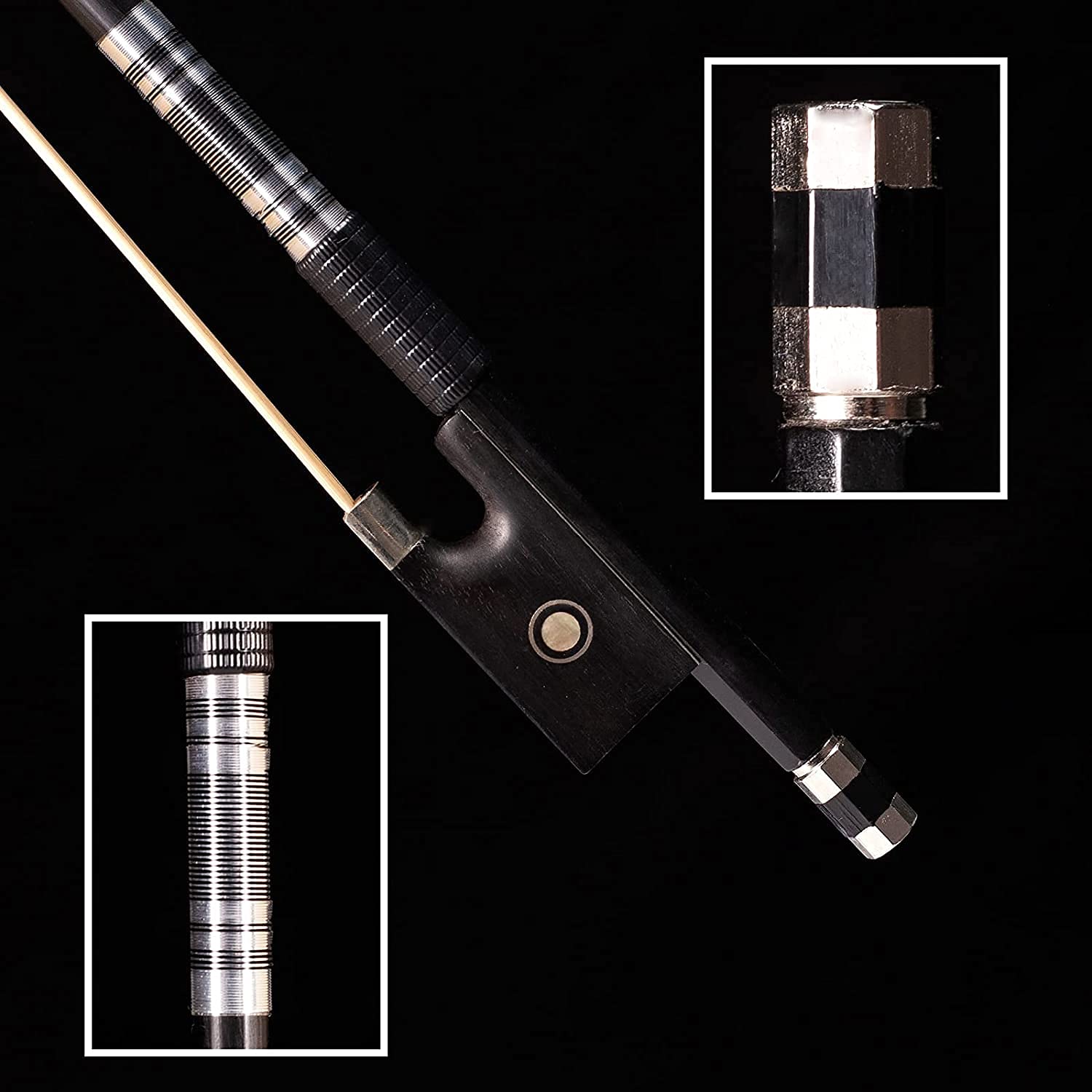 Amzz Carbon Fiber Violin Bow 4/4 Full Size, Lightweight Fiddle Bow 4 4 Deep & Powerful Tone For Violins Advance Level (Carbon Bo