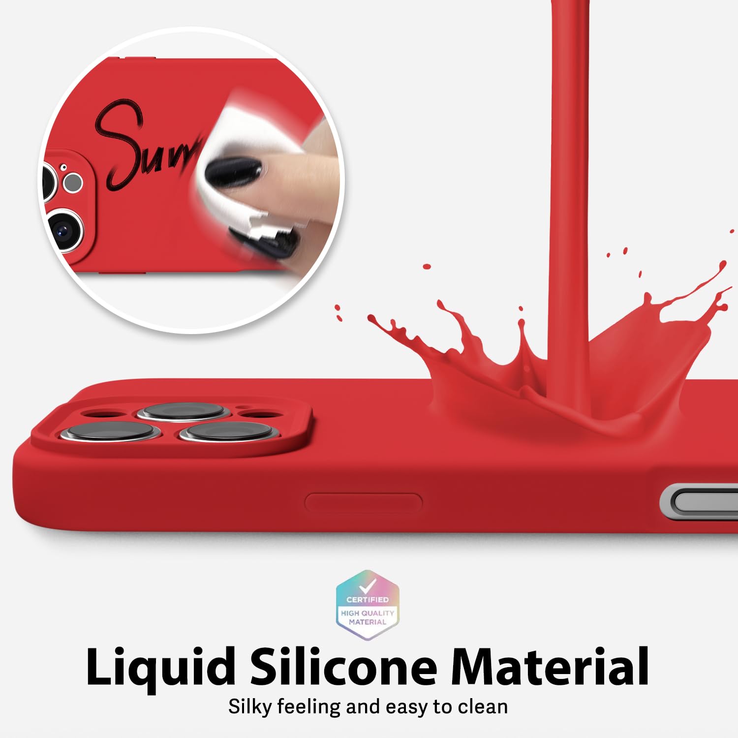 Oakxco For Iphone 16 Pro Phone Case Liquid Silicone, Thin Slim Soft Rubber Gel Tpu Plain Protective Simple Cover For Women Girl