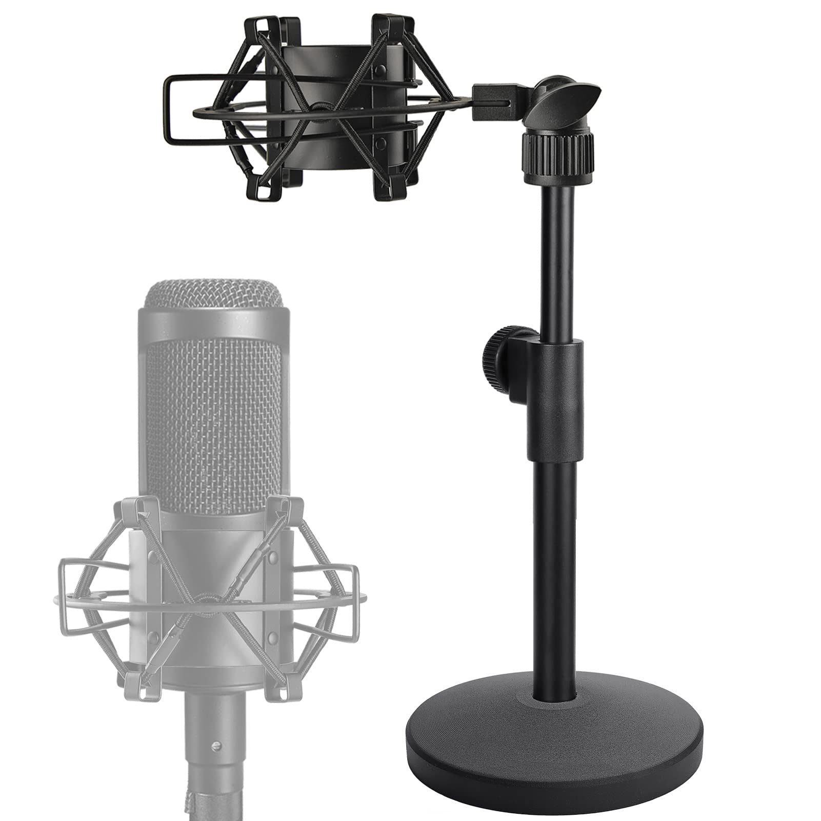 At2020 Desktop Microphone Stand, Adjustable Table Mic Stand With Mic Shock Mount For Audio Technica At2020 At2020Usb+ At2035 Atr2500 Condenser Studio Microphone By Frgyee