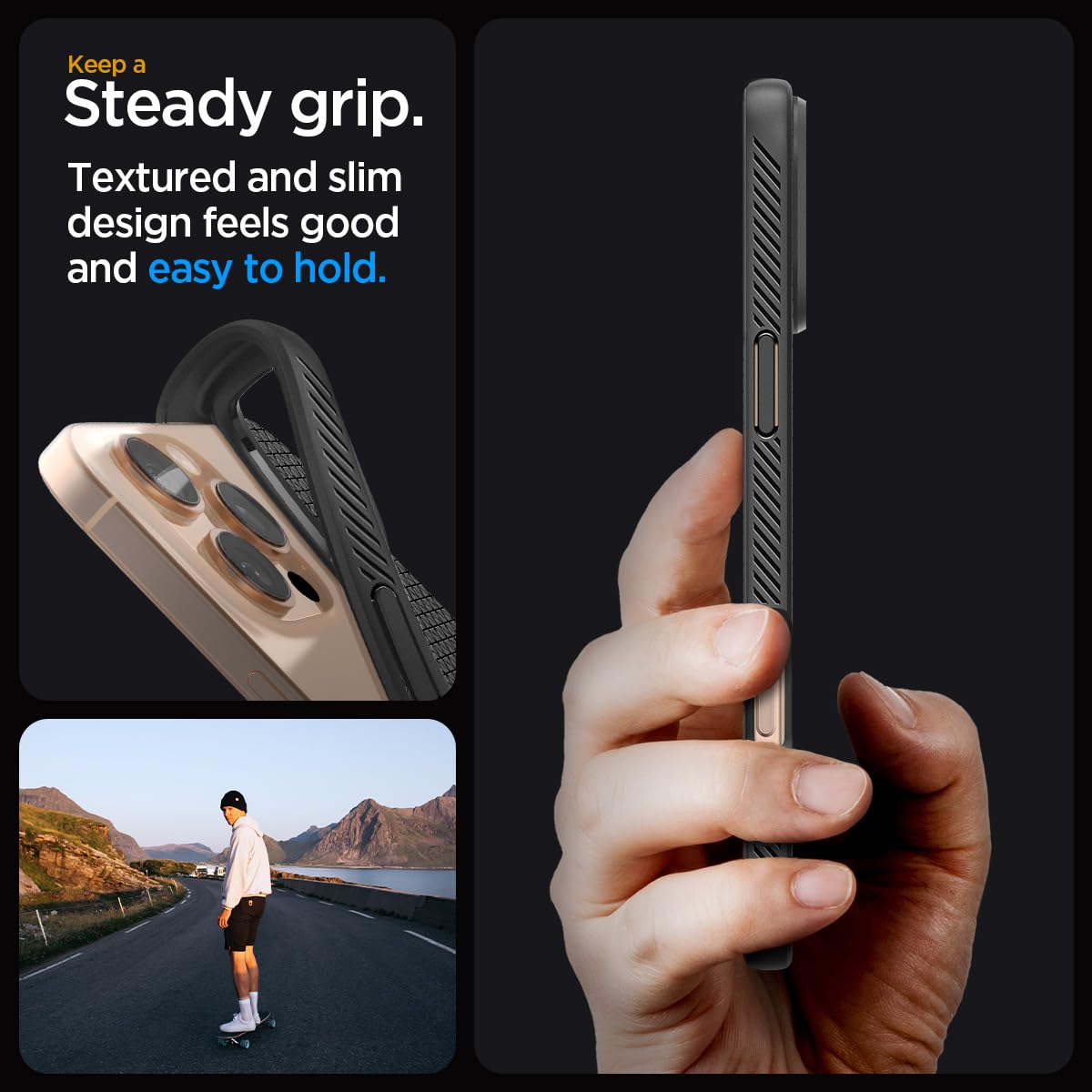 Spigen Liquid Air Designed For Iphone 16 Pro Max Case [Not Compatible With Magsafe], [Military Grade Protection]   Matte Black