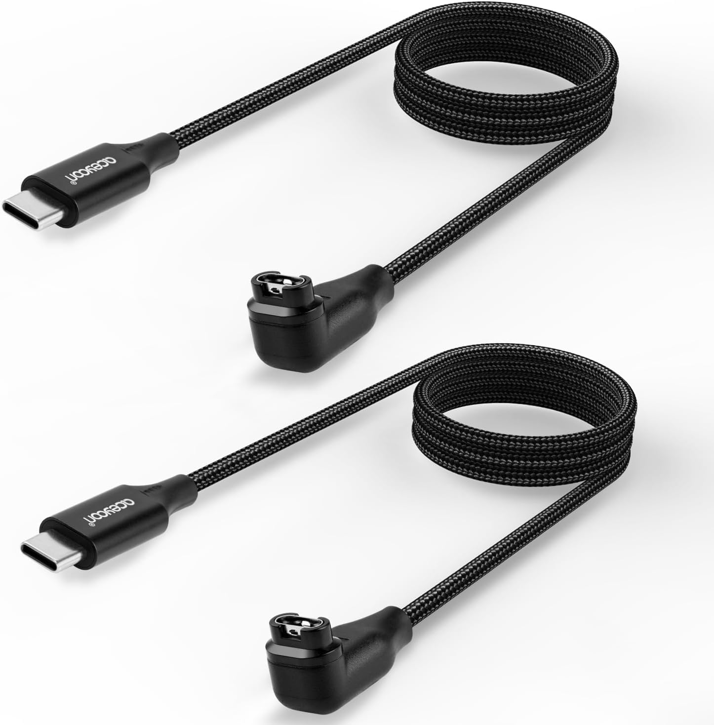Aceyoon Garmin Charger Cable, [ 2Pack ] 3.3Ft/1M Right Angle Garmin Watch Charger Power Cord Compatible For Fenix 7 7S 7X 6 6S 6