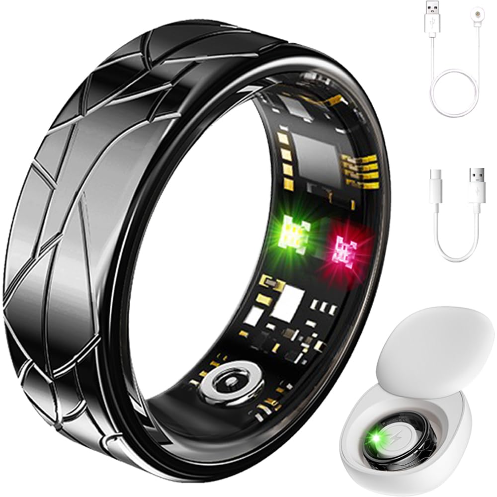 Smart Ring Fitness Tracker Sleep Tracking Heart Rate Monitor Pedometer, Waterproof Activity Tracker Fitness Ring Steps Counter,
