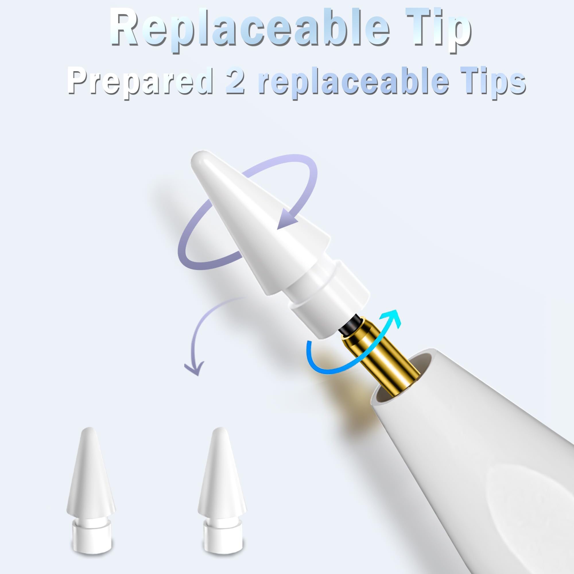 Replaceable Apple Pencil 2Nd Generation With Wireless Charging,Compatible With Ipad Pro 11 In 1/2/3/4, Ipad Pro 12.9 In 3/4/5/6,