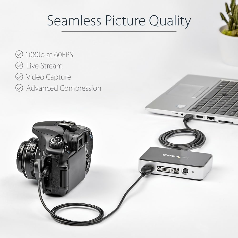 Startech.Com Hdmi Video Capture Device   1080P   60Fps Capture Card   Usb Video Recorder   With Hdmi Dvi Vga (Usb3Hdcap) Black