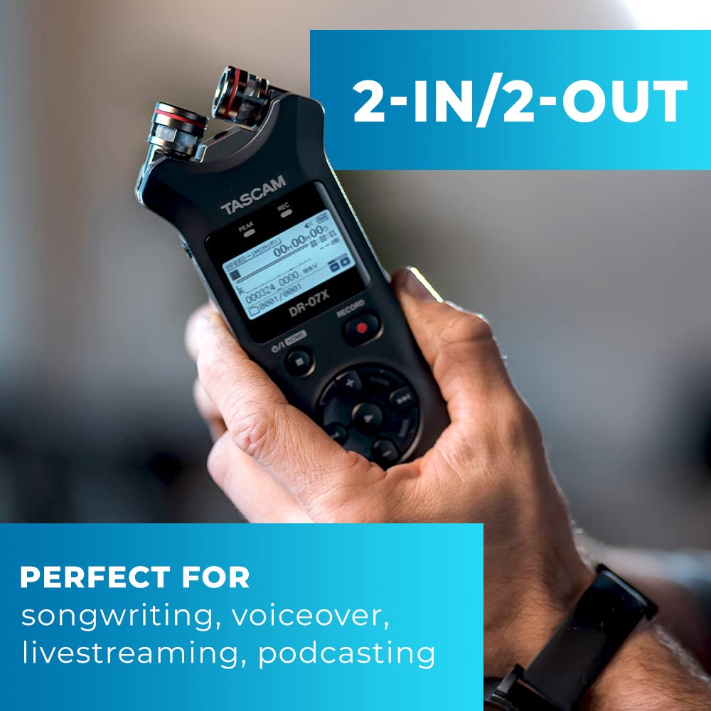 Tascam Dr 07X Stereo Handheld Digital Audio Portable Recorder And Usb Audio Interface, Pro Field, Av, Music, Dictation Recorder