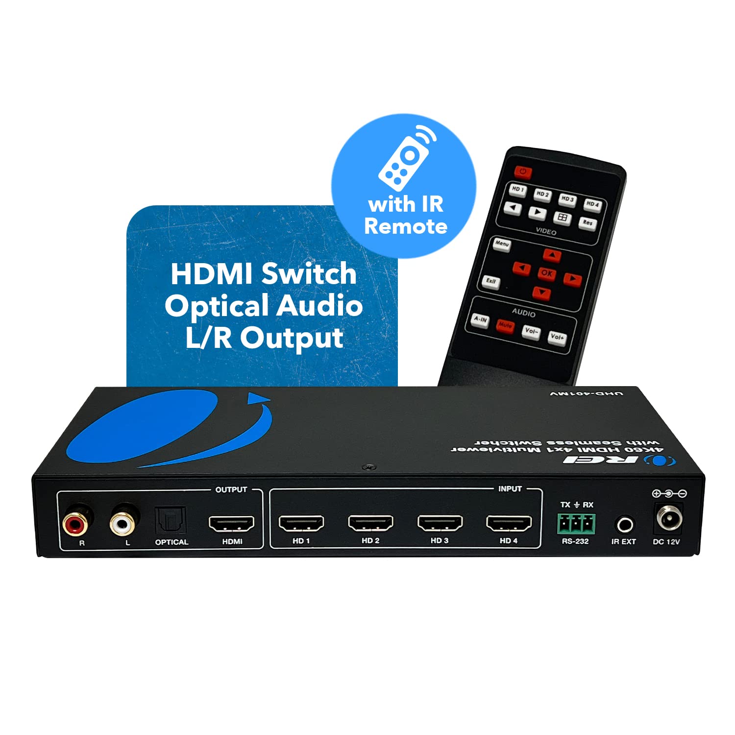 Orei 4K Multi Hdmi Viewer Quad 4 In 1 Out, Switcher 4 Ports Seamless Ir Remote Support 4K @ 60Hz 1080P For Ps4/Pc/Dvd/Security C