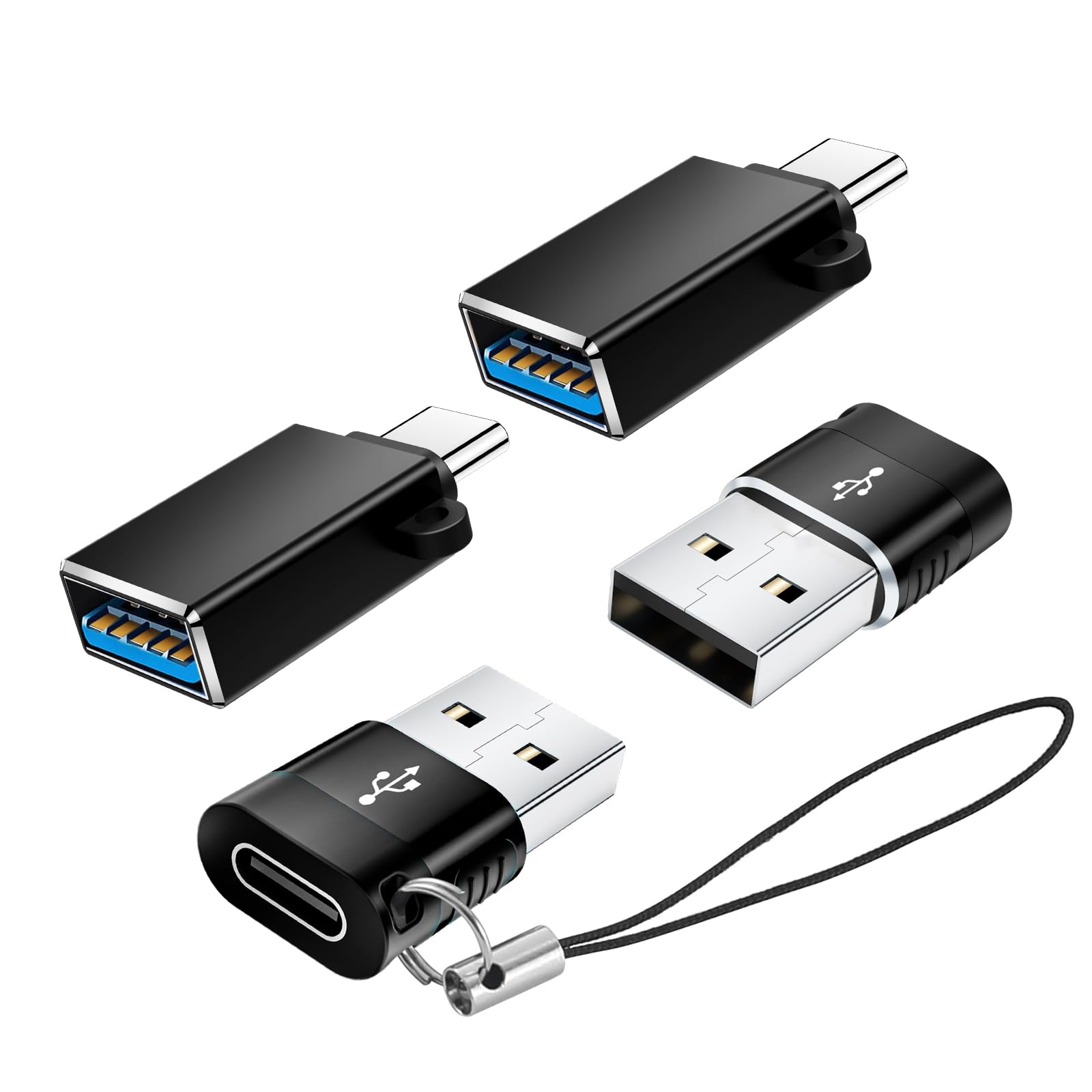 Basenew Usb To Usb C Adapter 4 Pack,2*Usb C Female To Usb Male Adapter,2*Usb C Male To Usb 3.0 Female Adapter,Usb To Type C Adap