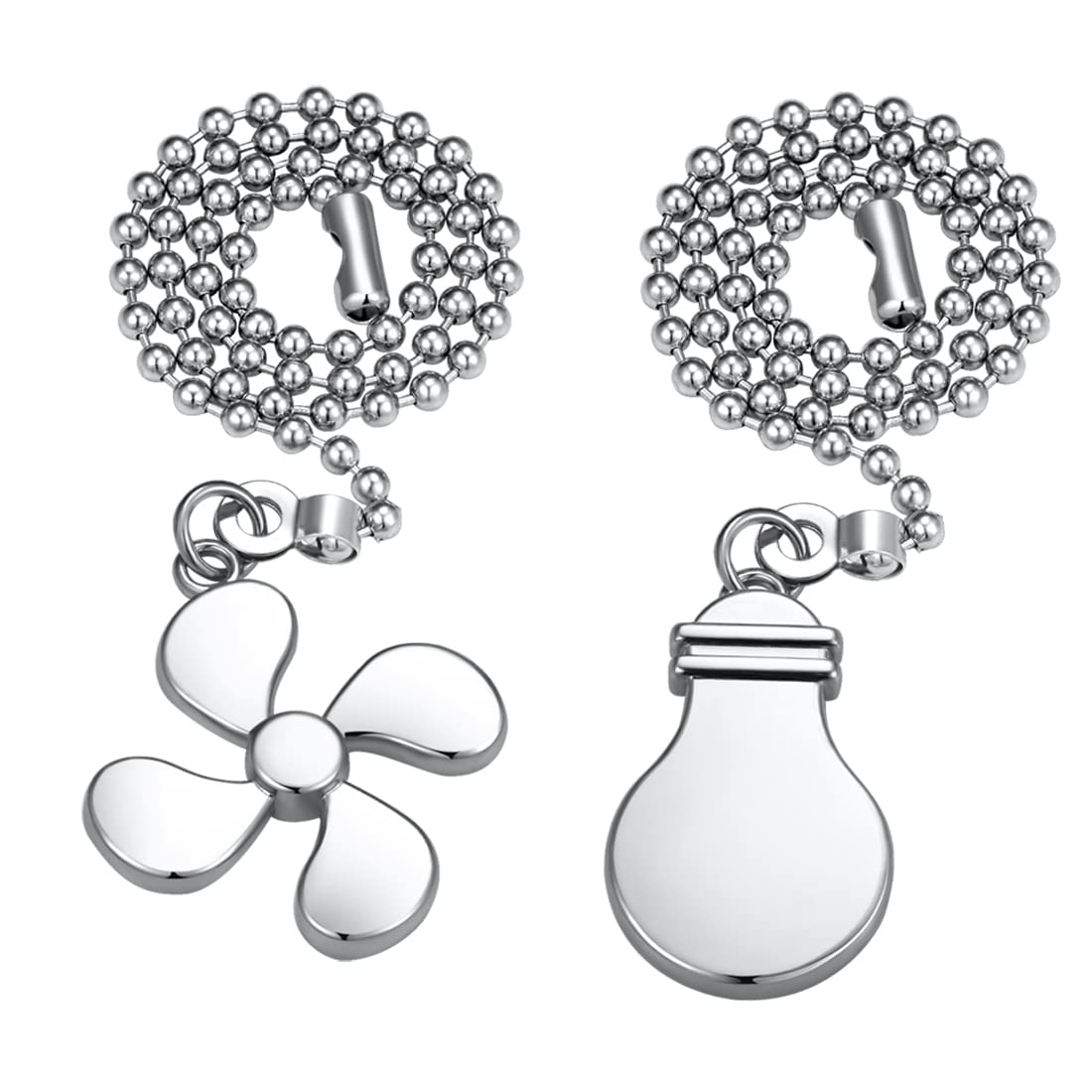 Ceiling Fan Pull Chain Extender, 4 Pieces 12 Inch 3Mm Dia Beaded Extension Chain With Fan And Bulb Cord (Silver)