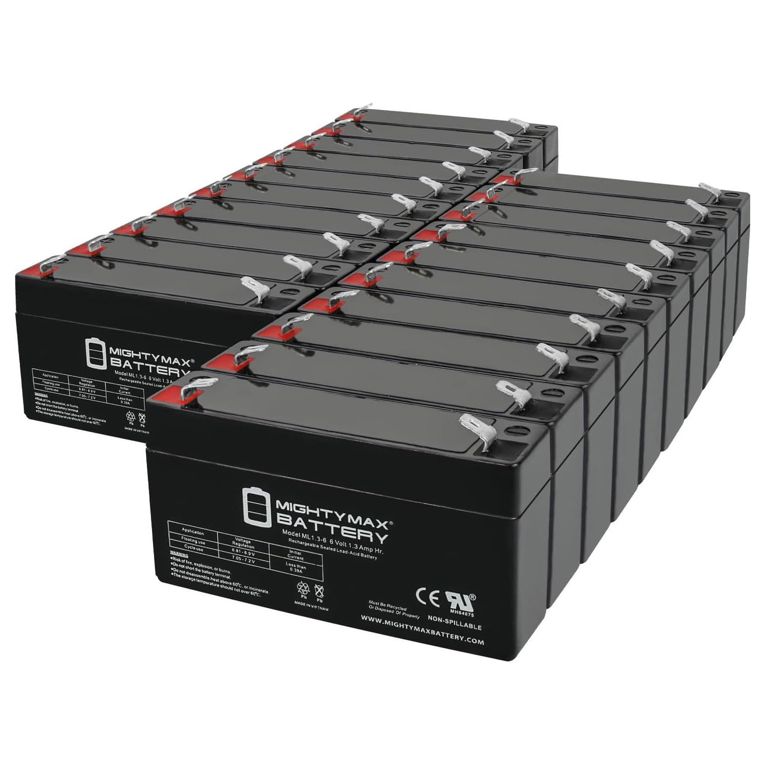 ML1.3-6 6V 1.3AH SLA Battery F1 Terminal - Pack of 20
