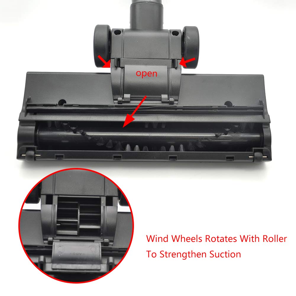 Ez Spares Brush Head Rlacement For Universal Vacuum,Turbo Floor Brush Head 1 1/4'' 32Mm,Longer Wiper Hardwood Flooring Big Wheel
