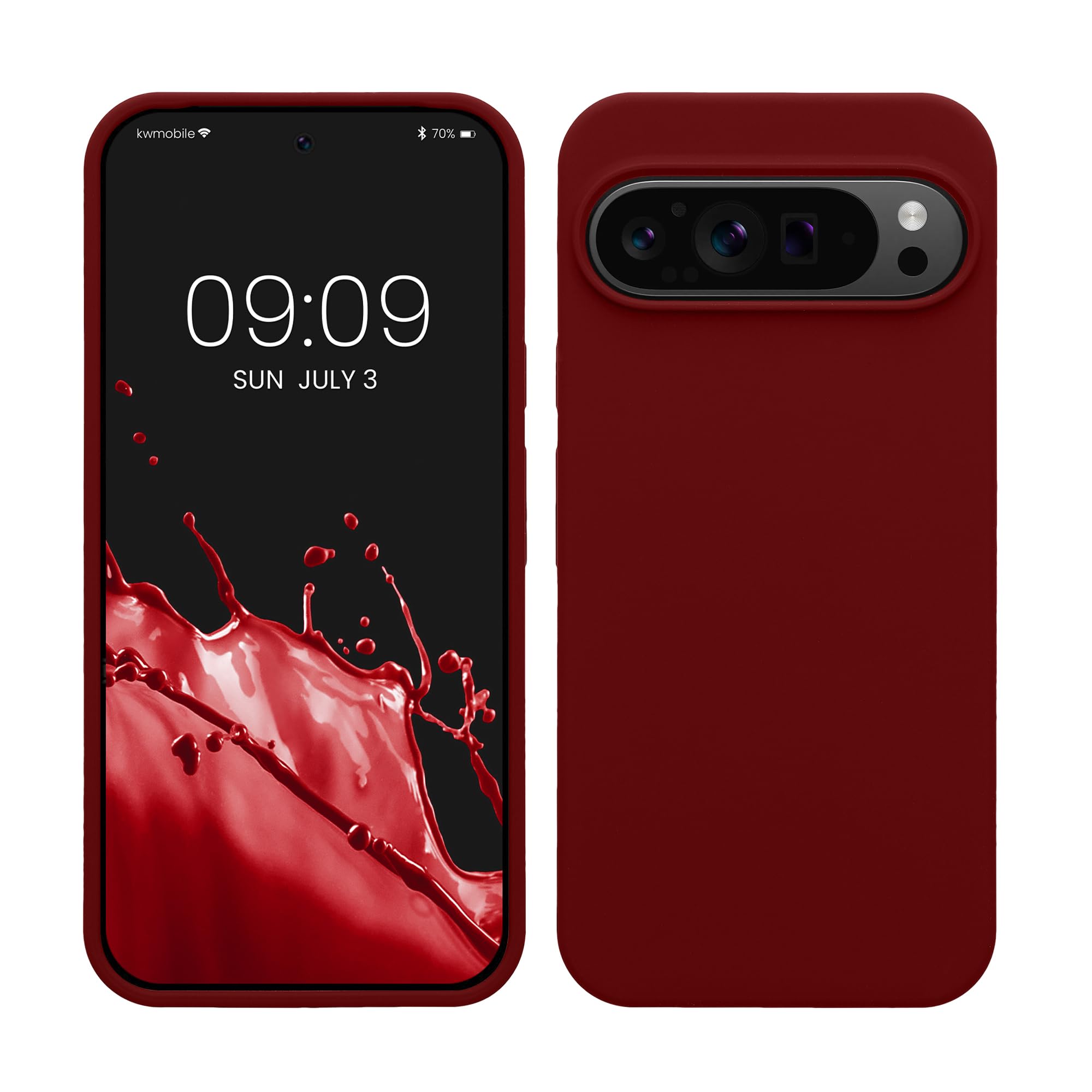 kwmobile Case Compatible with Google Pixel 9 Pro XL Case - TPU Silicone Phone Cover with Soft Finish - Rhubarb Red
