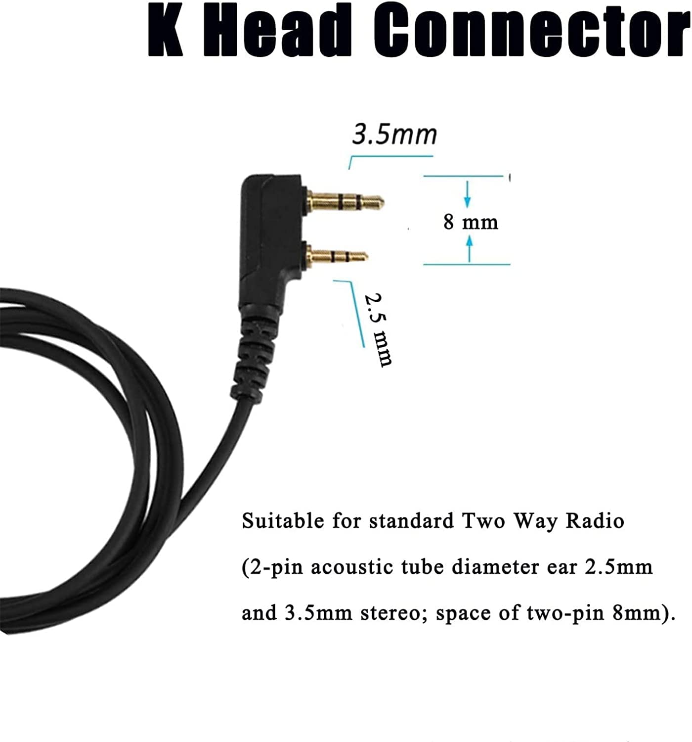 Samcom Walkie Talkies Earpiece With Mic Ptt 2 Pin Transparent Acoustic Tube K Head Headset Surveillance Covert Air Tube Ear Piece Compatible Radios, 6 Packs