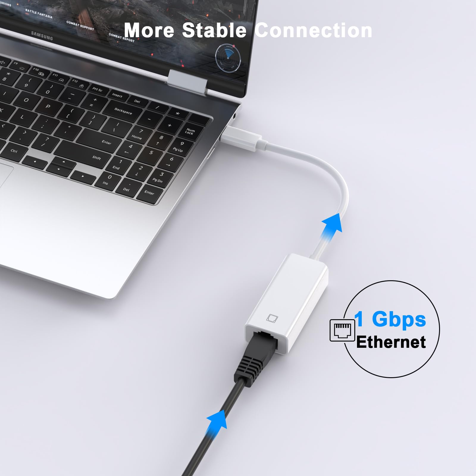 DESOFICON USB C to Ethernet Adapter RJ45 100Mbps Network White