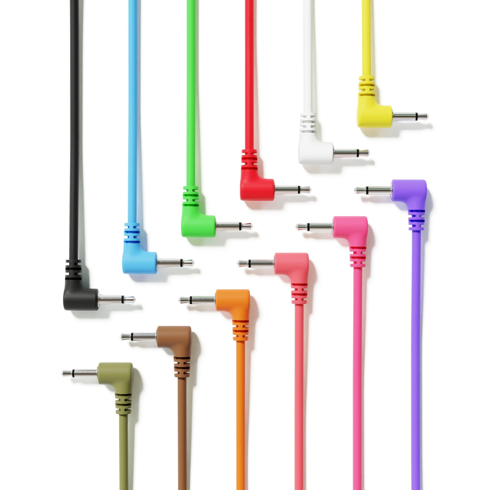 Excelvalley   12 Pack   Right Angle Mono Modular Patch Cables   3.5Mm 1/8'' Eurorack Synthesizer [200 Cm   79'']