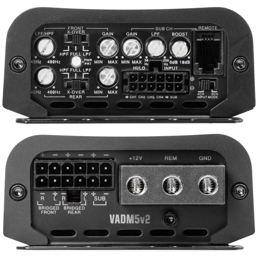 Nvx Vadm5V2 1500W Peak (750W Rms) V Series Micro Full Range Class D Compact 5 Channel Car/Marine/Powersports Amplifier With Remo